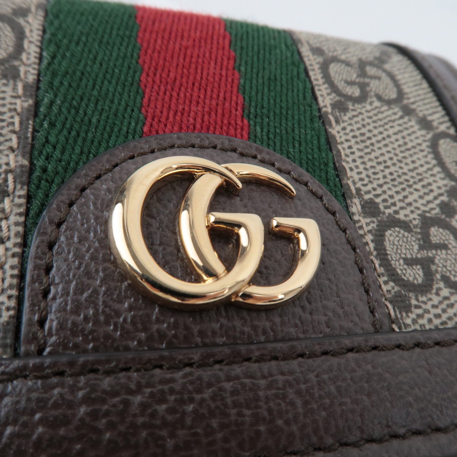 GUCCI Card Case GG Canvas Leather Beige Brown 04009