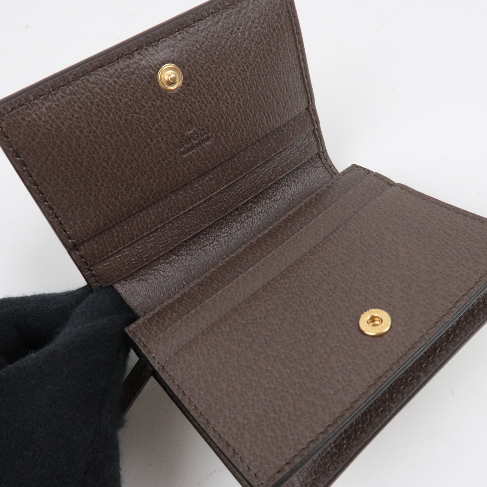 GUCCI Card Case GG Canvas Leather Beige Brown 04009