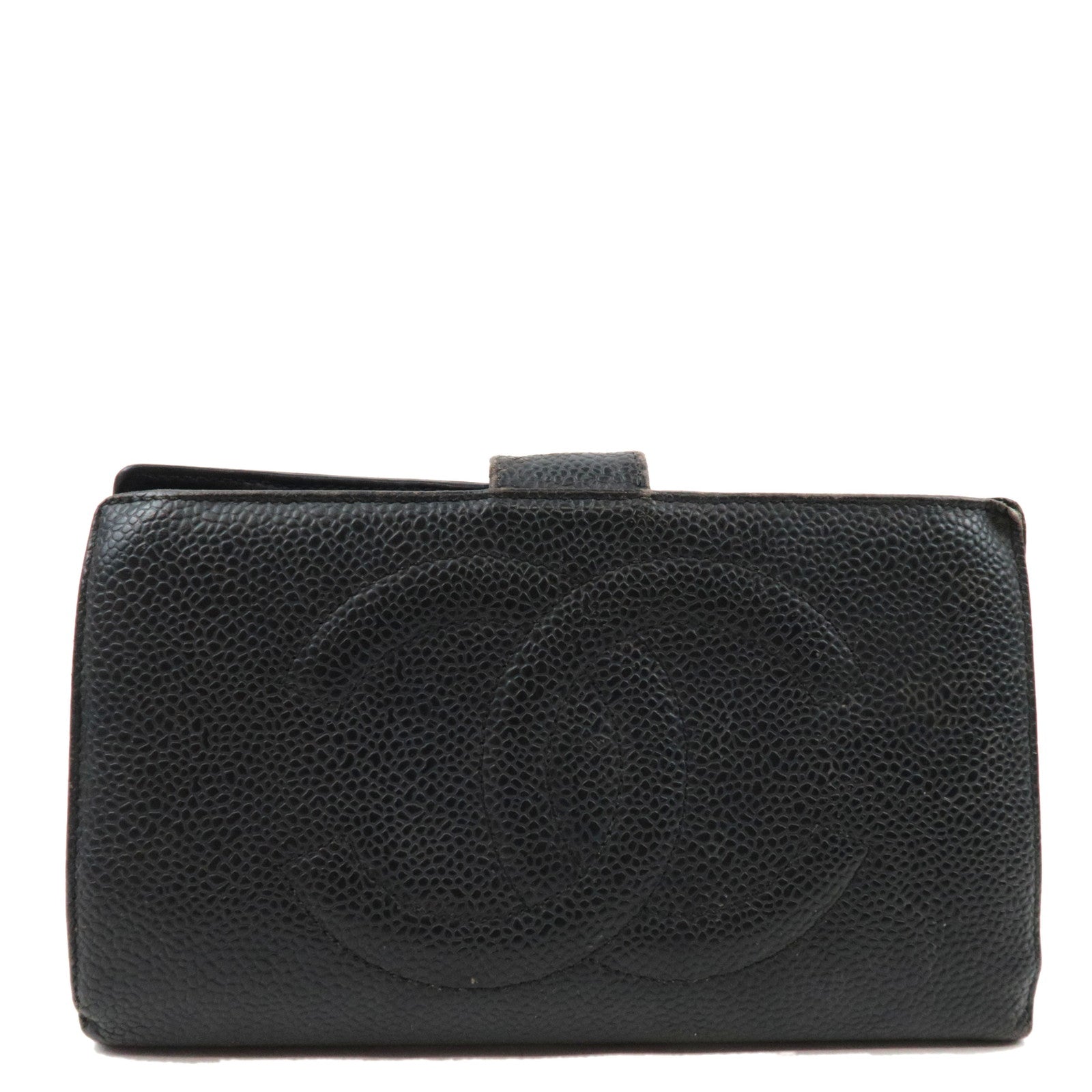 CHANEL Coco Mark Bi-Fold Long Wallet Caviar Skin Black 3338507 75992