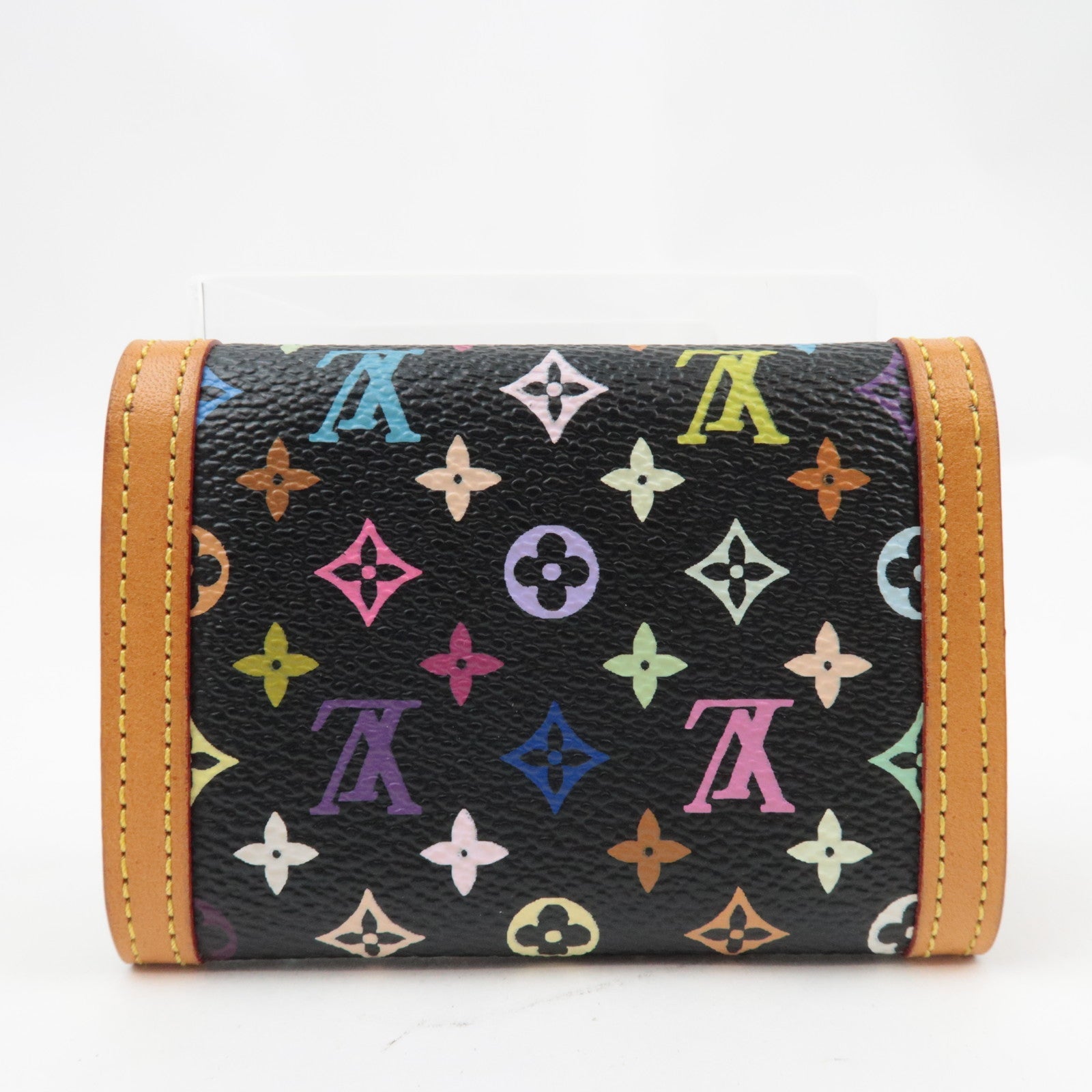 Louis Vuitton Monogram Multicolor Porte Monnaie Plat Small Wallet Noir M92656 MI0078 *Box, Dust bag