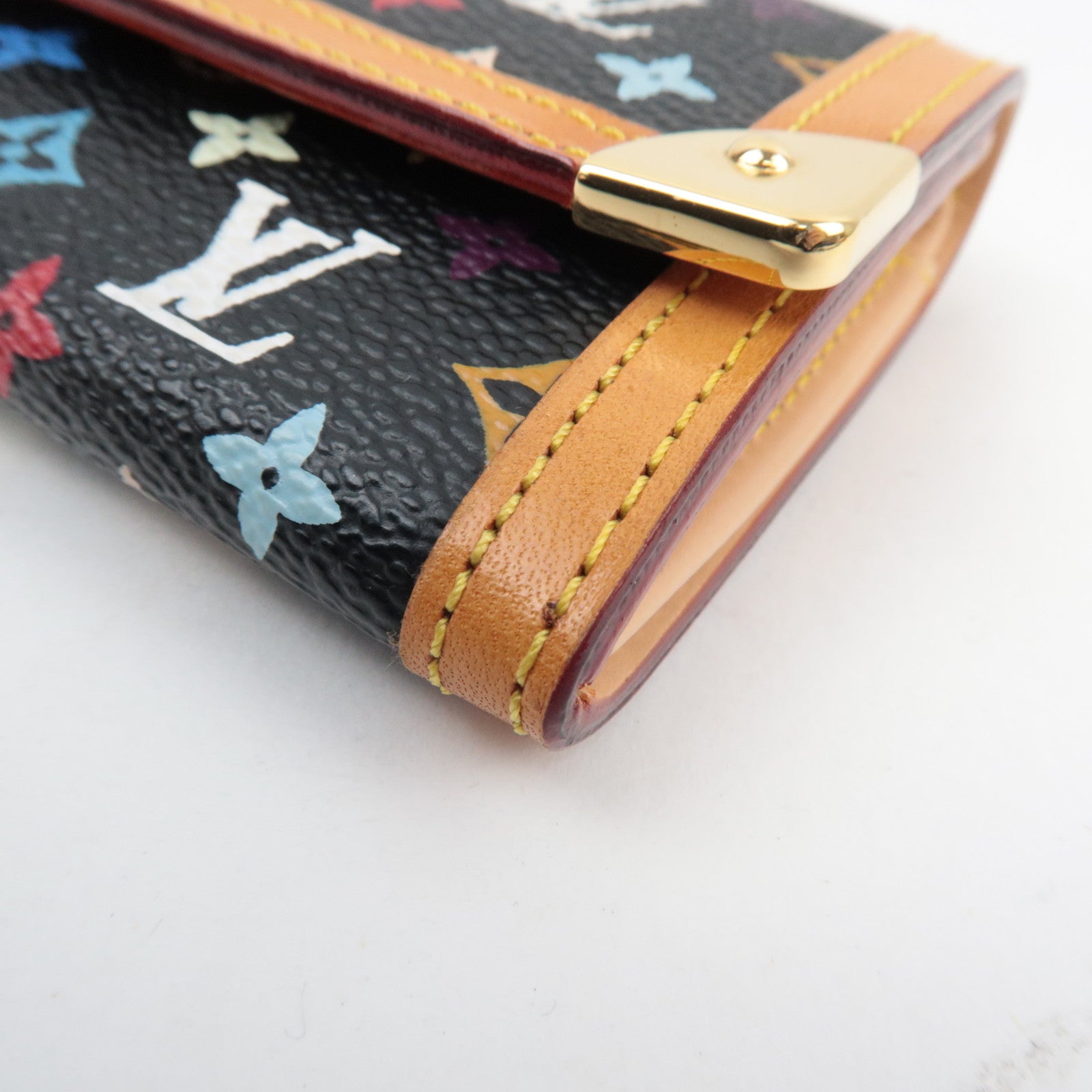 Louis Vuitton Monogram Multicolor Porte Monnaie Plat Small Wallet Noir M92656 MI0078 *Box, Dust bag
