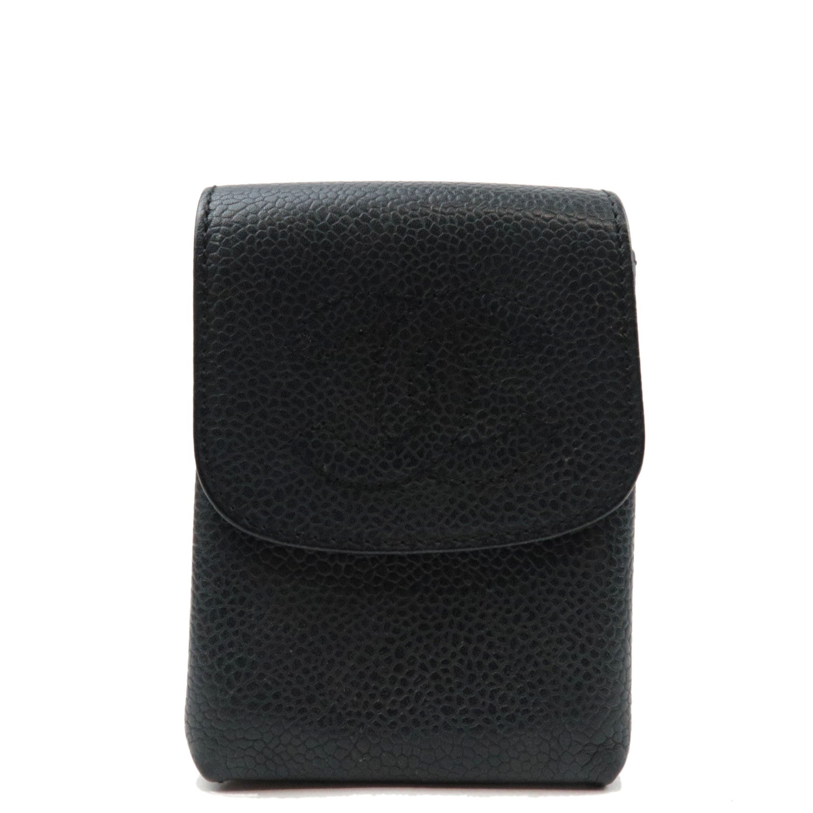 CHANEL Cocomark Cigarette Case Small Pouch Caviar Skin Black 76013