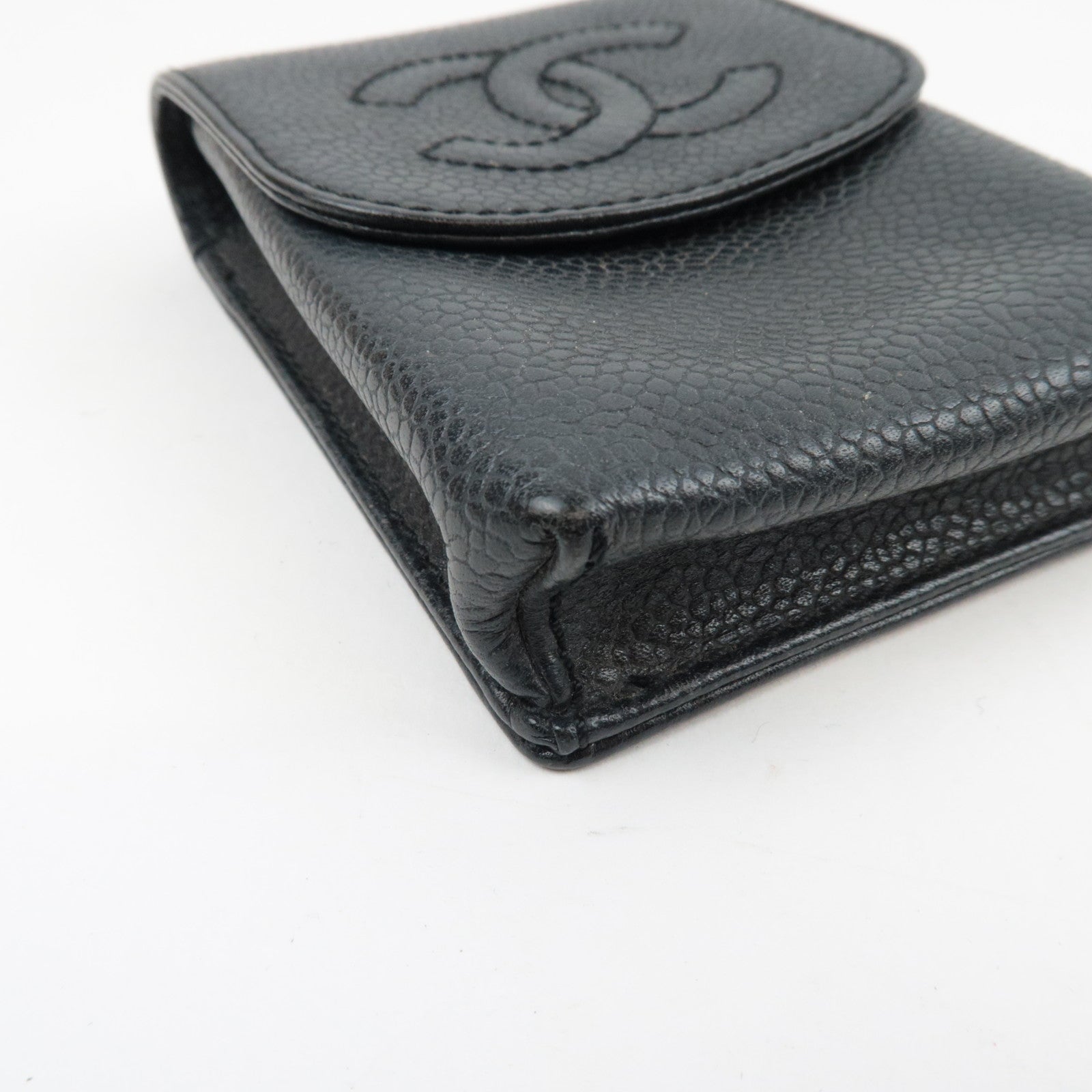 CHANEL Cocomark Cigarette Case Small Pouch Caviar Skin Black