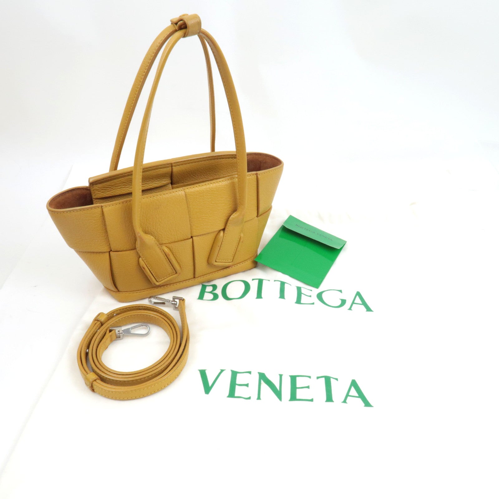 BOTTEGA VENETA Maxi Intrecciato Mini The Arco 2Way Hand Bag Yellow 600606 *Dust bag, Strap