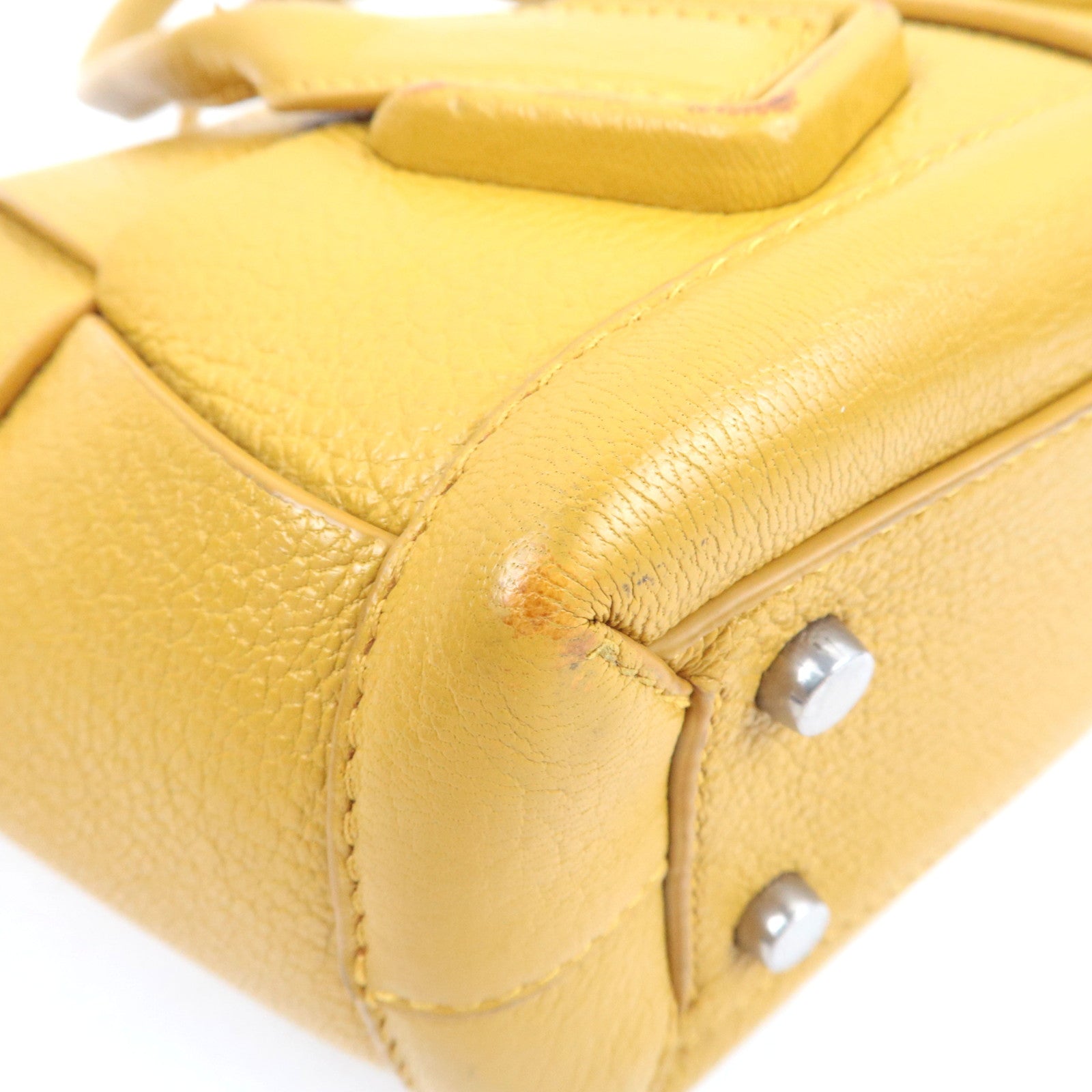 BOTTEGA VENETA Maxi Intrecciato Mini The Arco 2Way Hand Bag Yellow 600606 *Dust bag, Strap