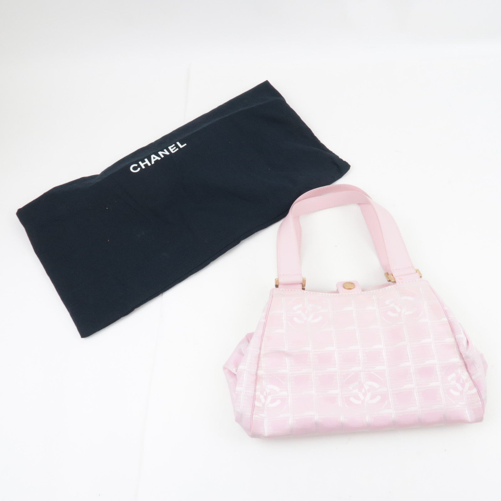 CHANEL New Travel Line Tote Bag Nylon Jacquard Leather Pink A20518 8051845 *Dust Bag