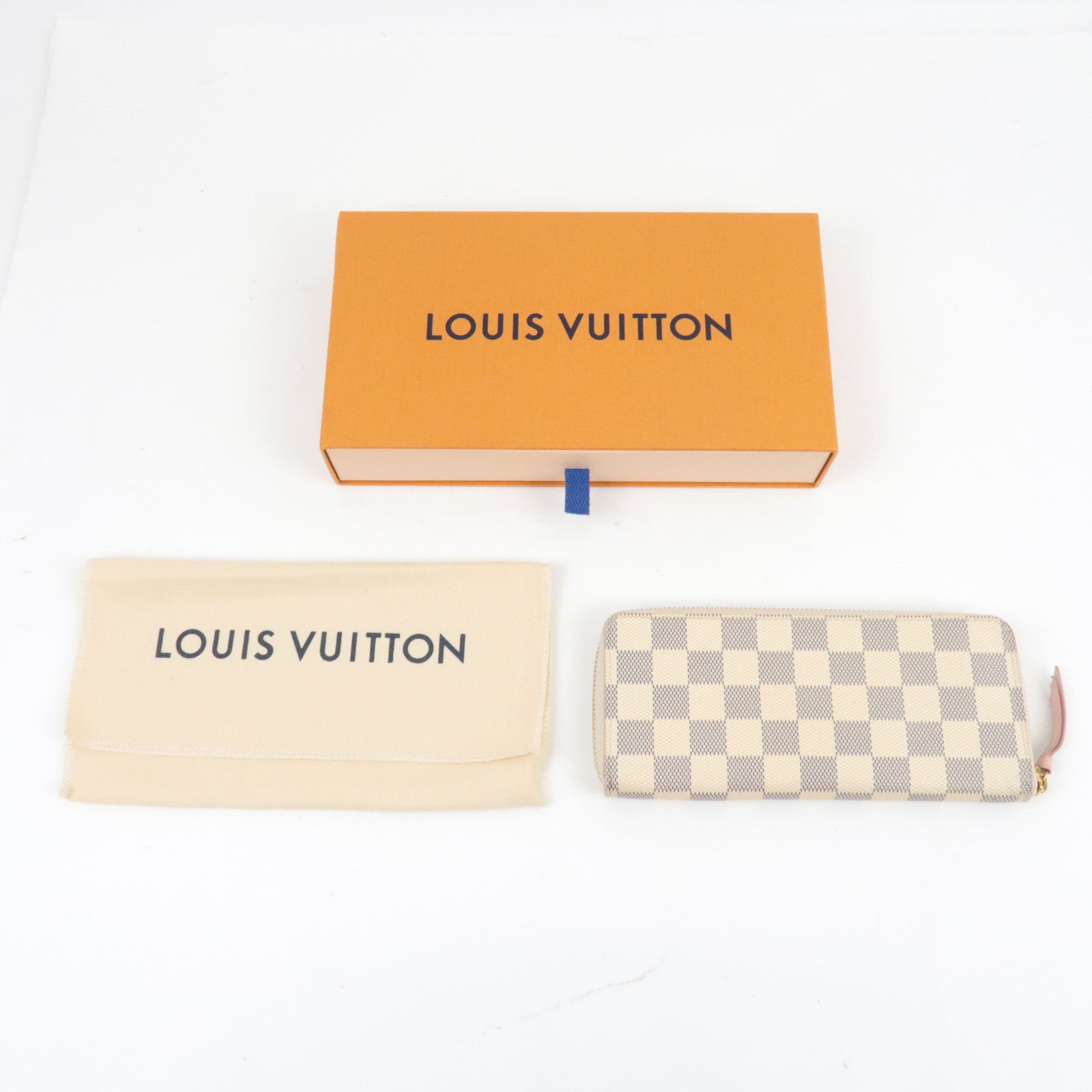 Louis Vuitton Damier Azur Portefeuille Clemence Long Wallet Rose Ballerine N61264 GI1138 *Box, Dust bag