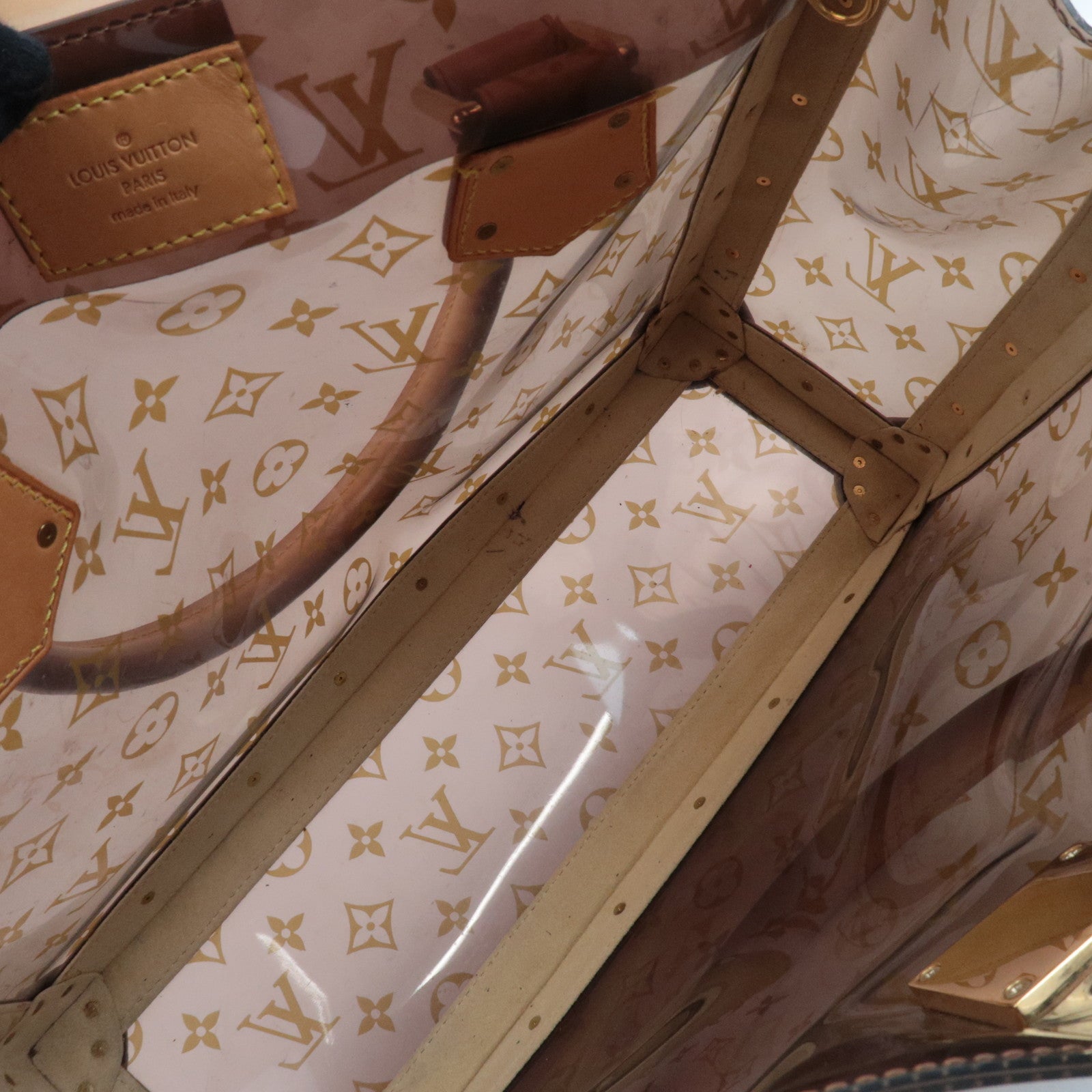 Louis Vuitton Monogram Vinyl Neo Cabas Ambre MM Tote Bag Vinyl Brown M92504 CE0064 *Keys, Crochette