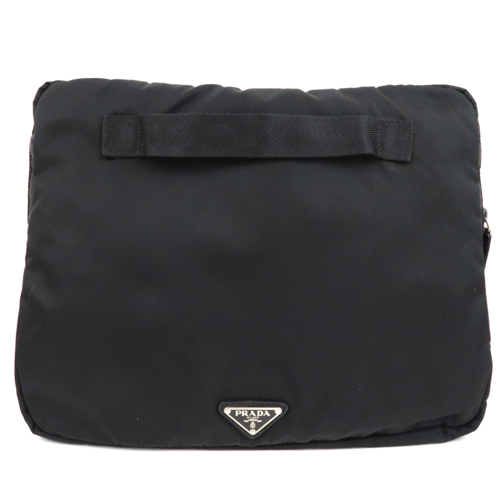 PRADA Laptop Case Clutch Bag Bag In Bag Nylon Leather Black 76202