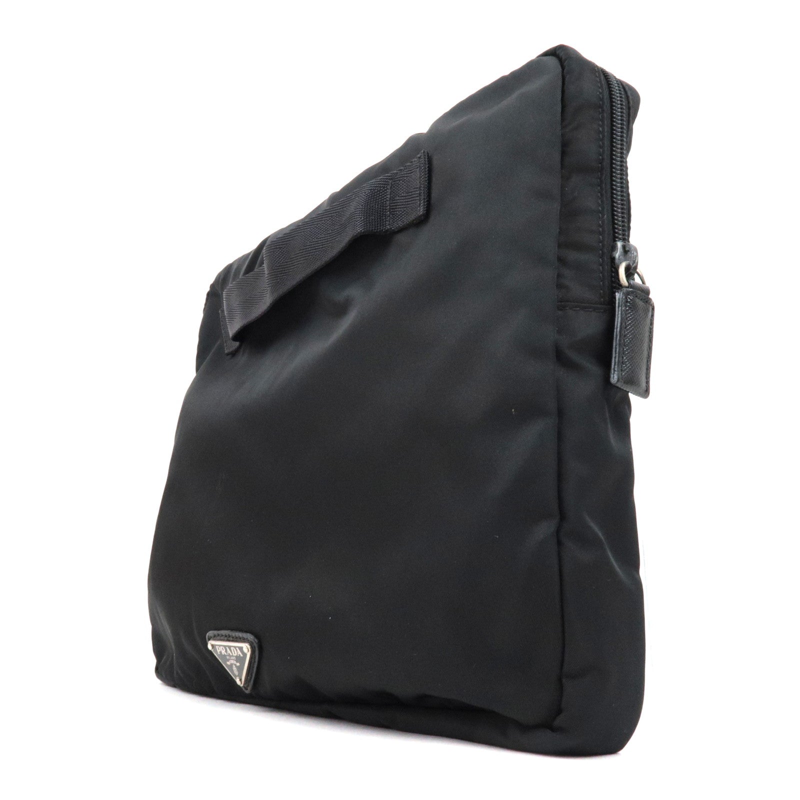 PRADA Laptop Case Clutch Bag Bag In Bag Nylon Leather Black