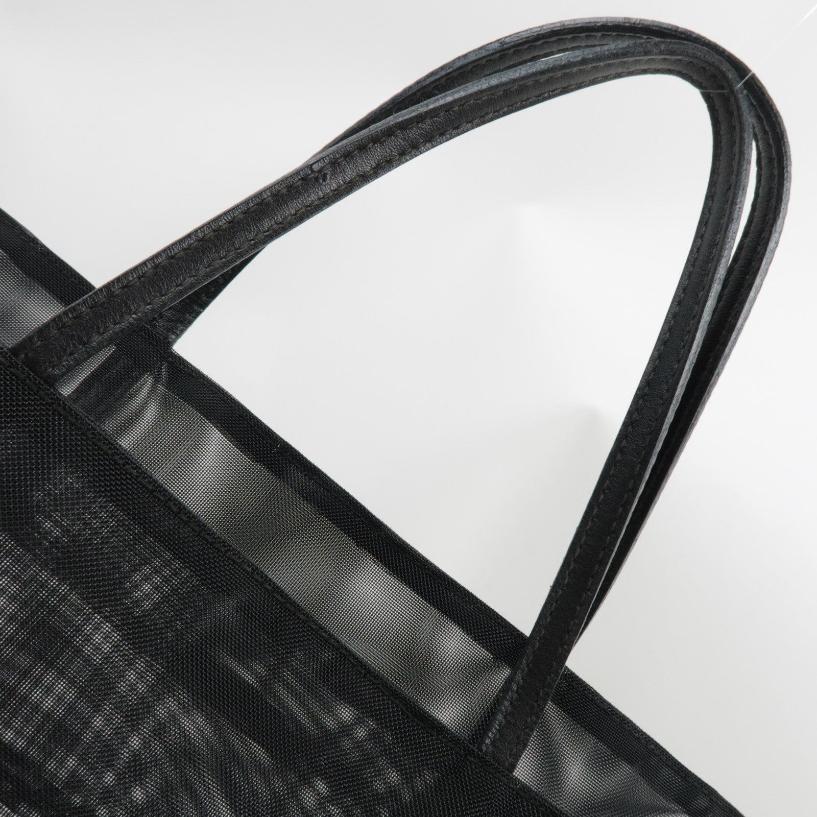 FENDI Mesh Tote Bag Hand Bag Leather Black *Dust bag