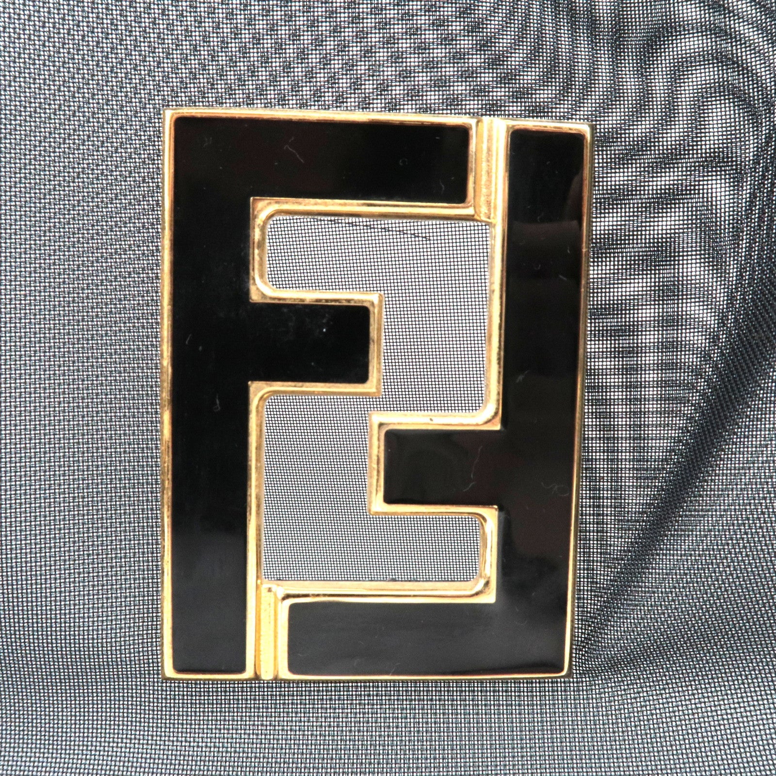 FENDI Mesh Tote Bag Hand Bag Leather Black *Dust bag