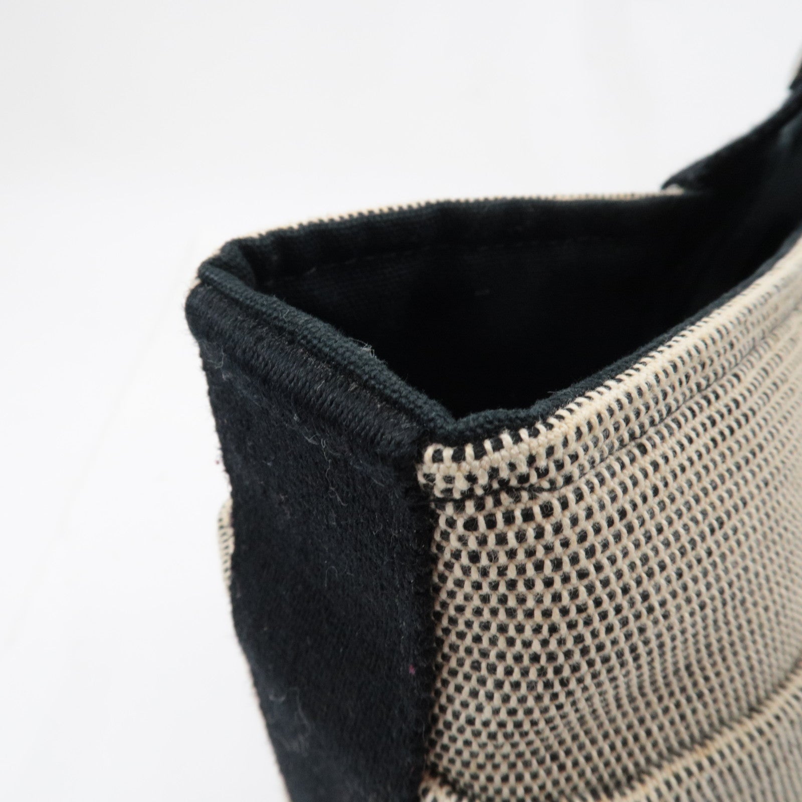 HERMES Saxo PM Hand bag Toile H Beige Black