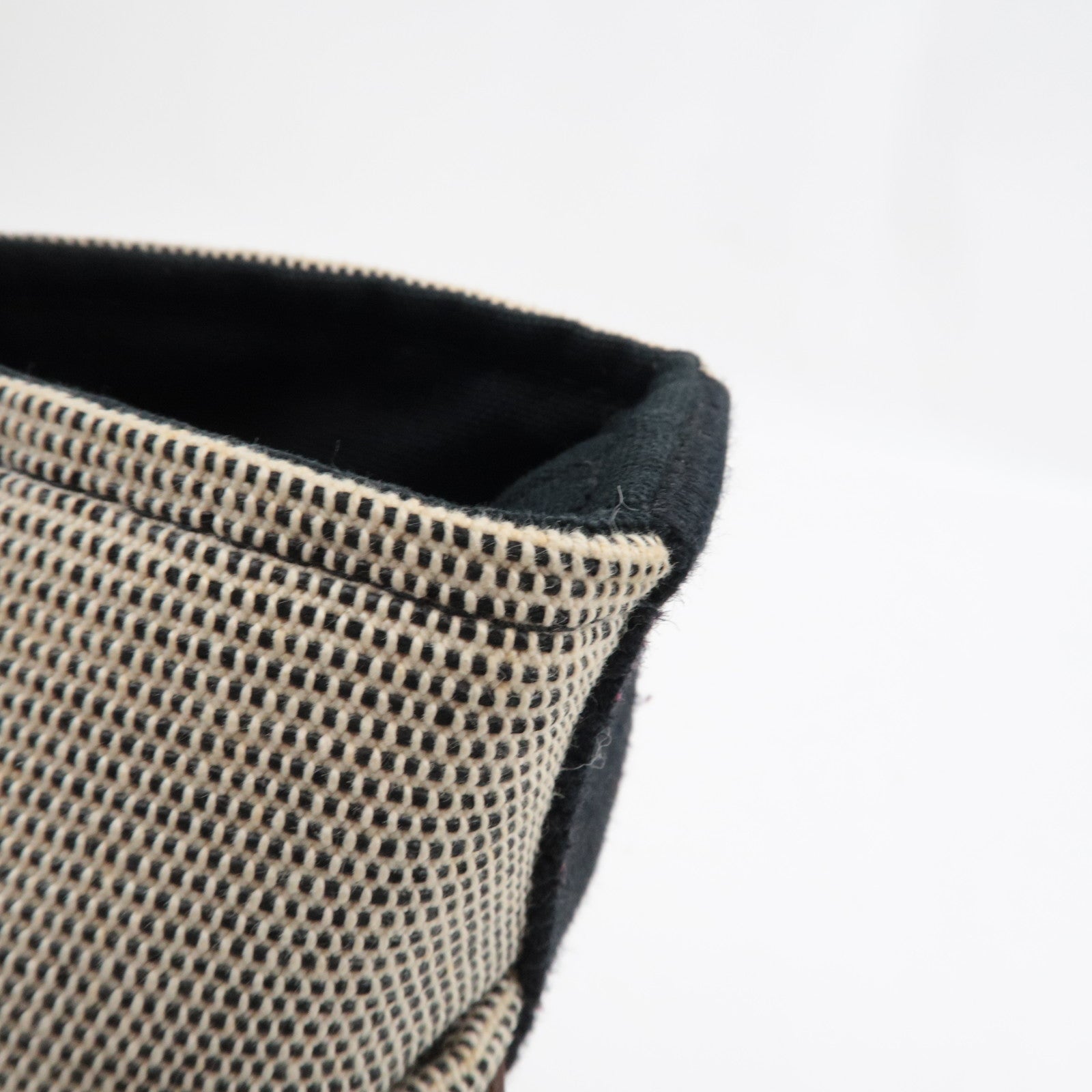 HERMES Saxo PM Hand bag Toile H Beige Black