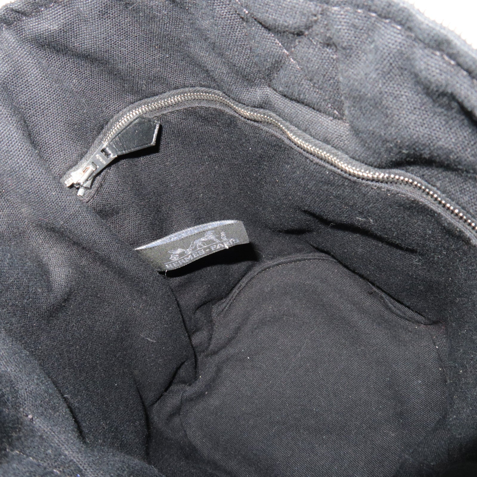 HERMES Saxo PM Hand bag Toile H Beige Black