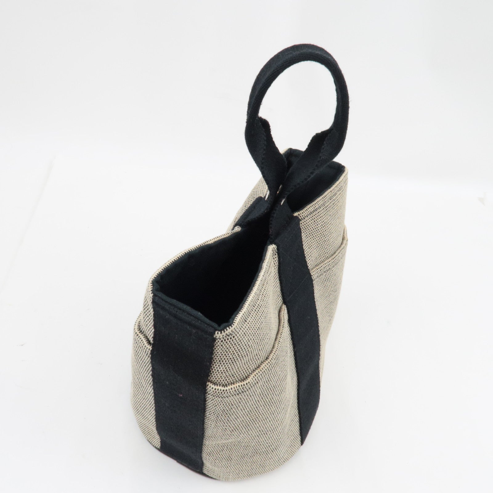 HERMES Saxo PM Hand bag Toile H Beige Black