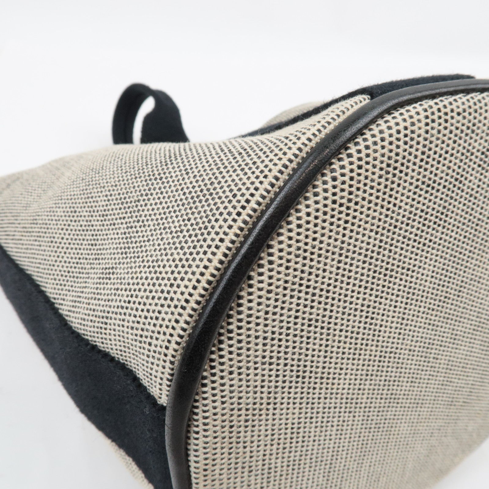 HERMES Saxo PM Hand bag Toile H Beige Black