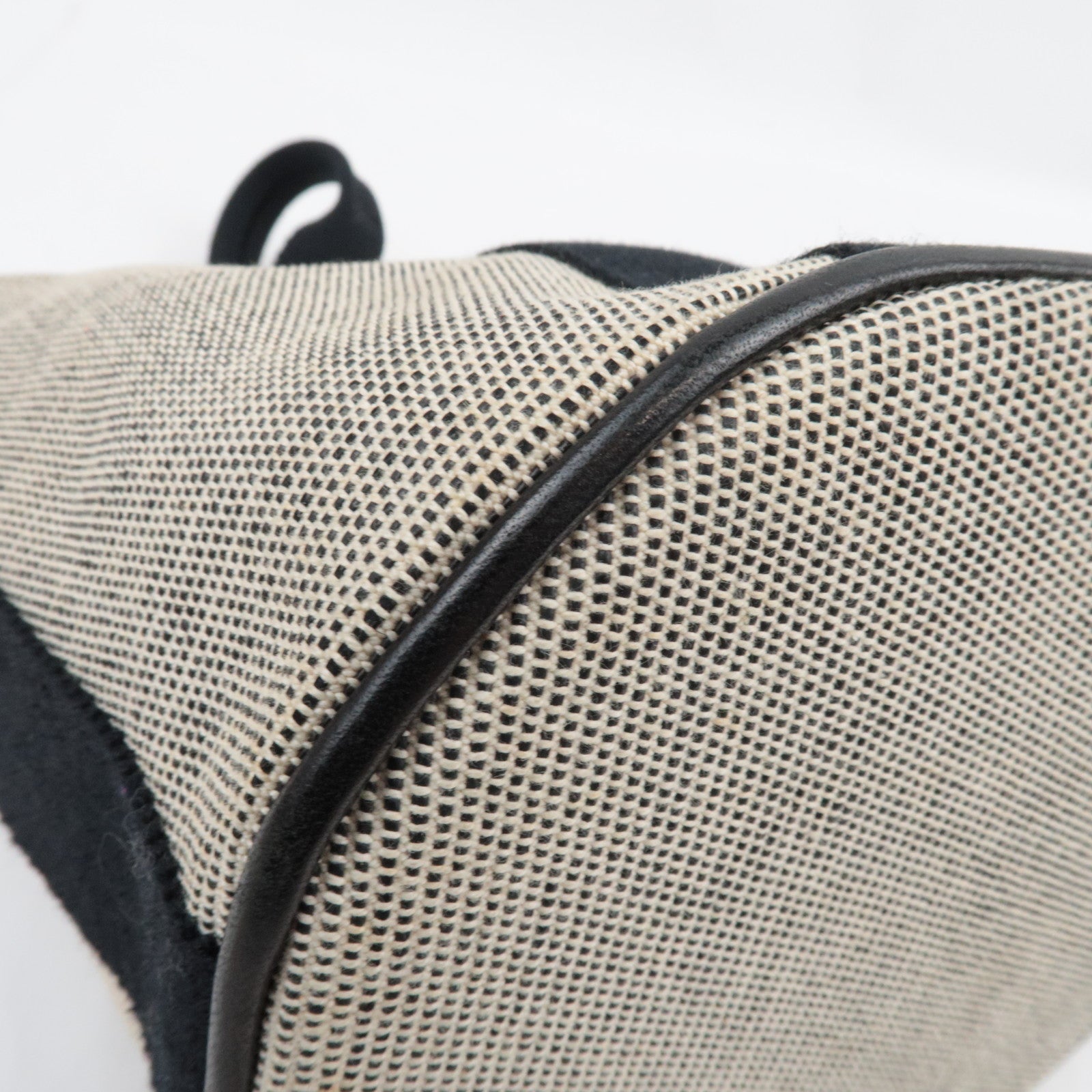 HERMES Saxo PM Hand bag Toile H Beige Black