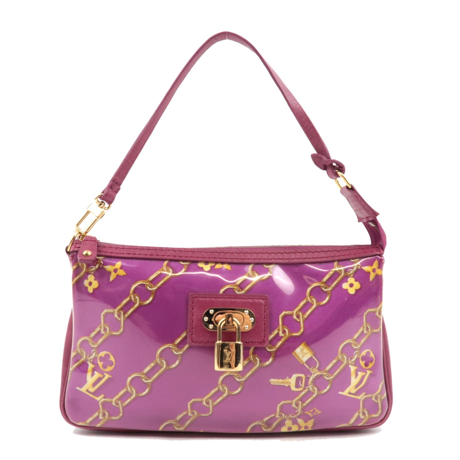 Louis Vuitton Monogram Charm Pochette Accessoire Handbag Fuchsia M95160 VI0026 76217