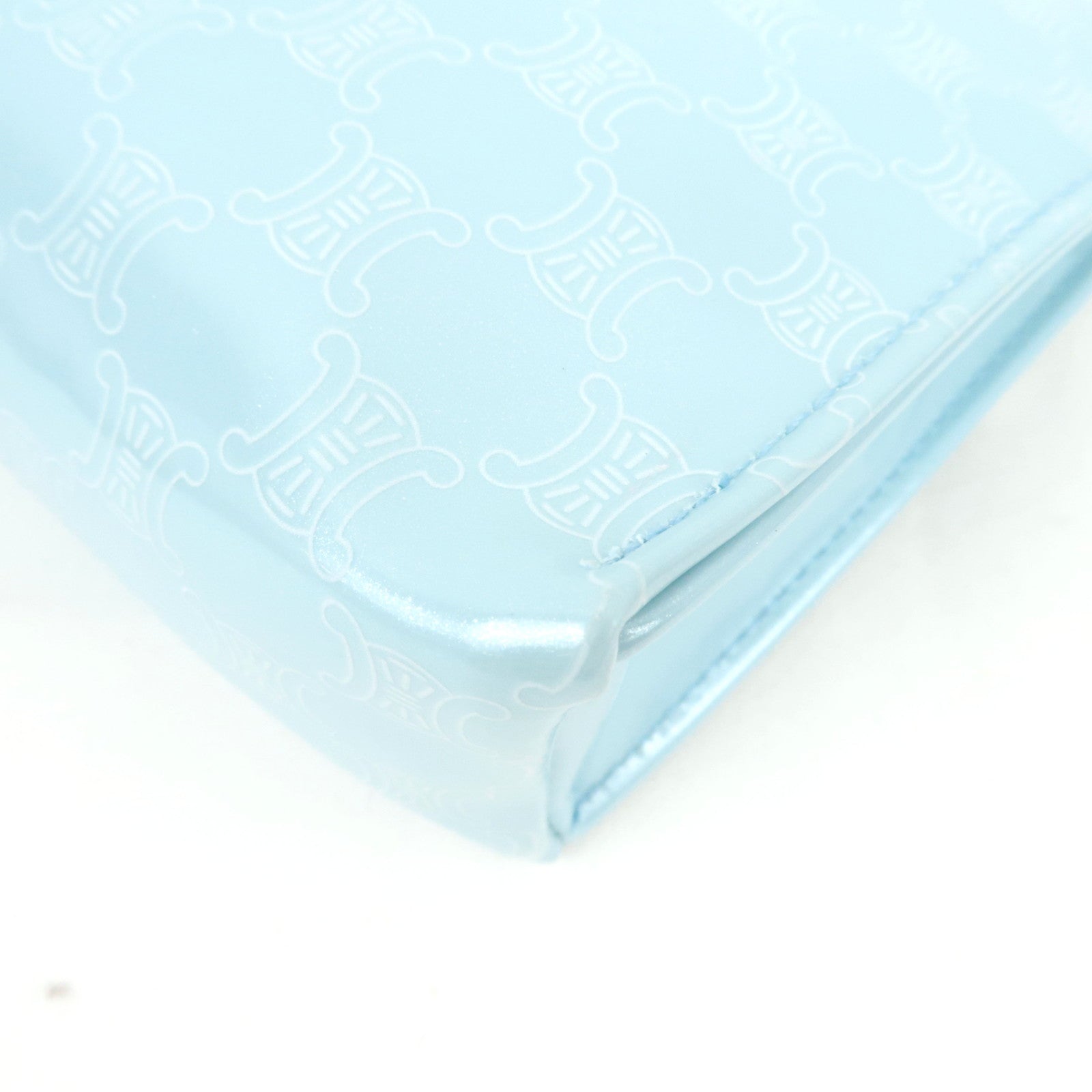 CELINE Macadam Cosmetic Pouch Novelty Vinyl Light Blue