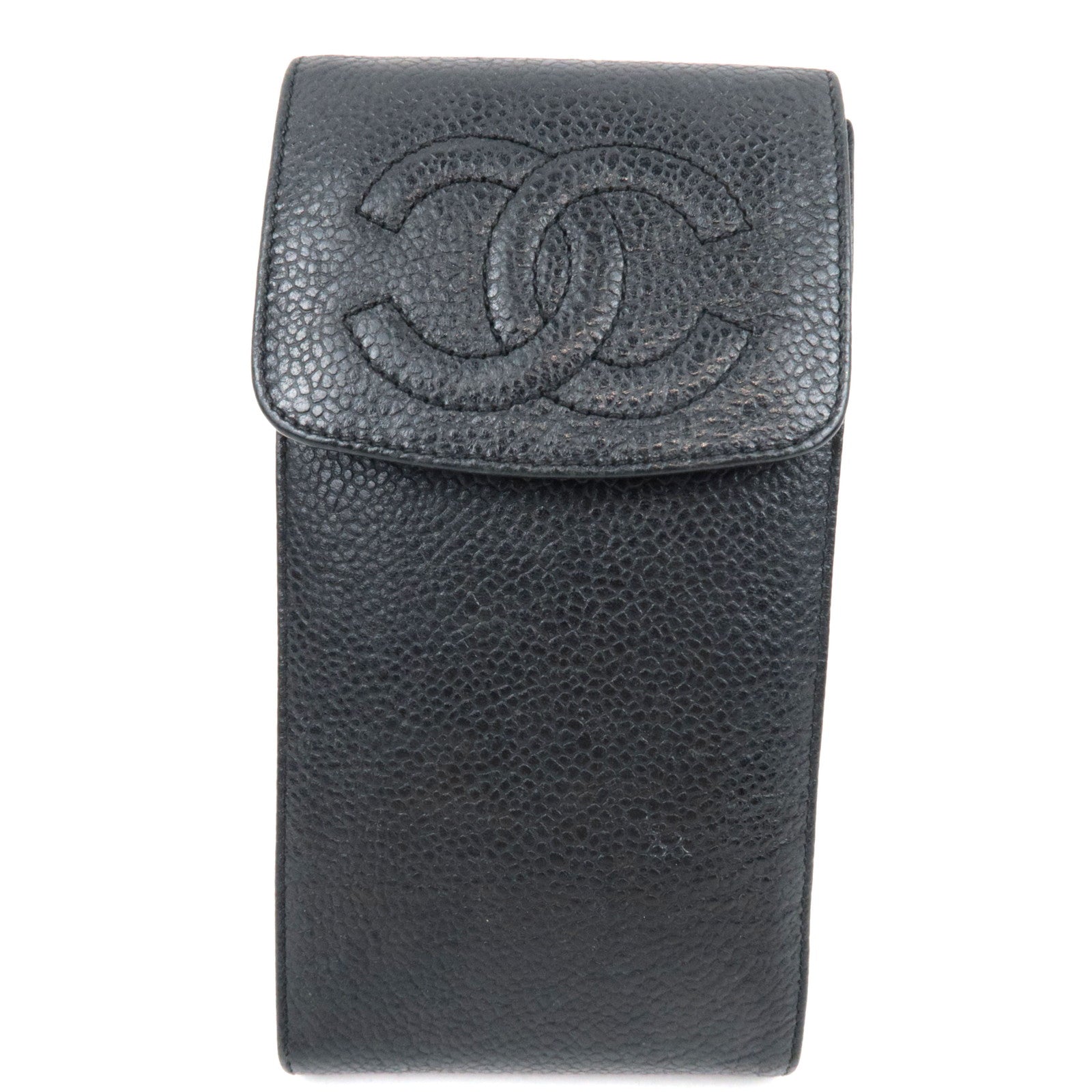 CHANEL Cocomark Glasses Case Caviar Skin Black 3086616 76230