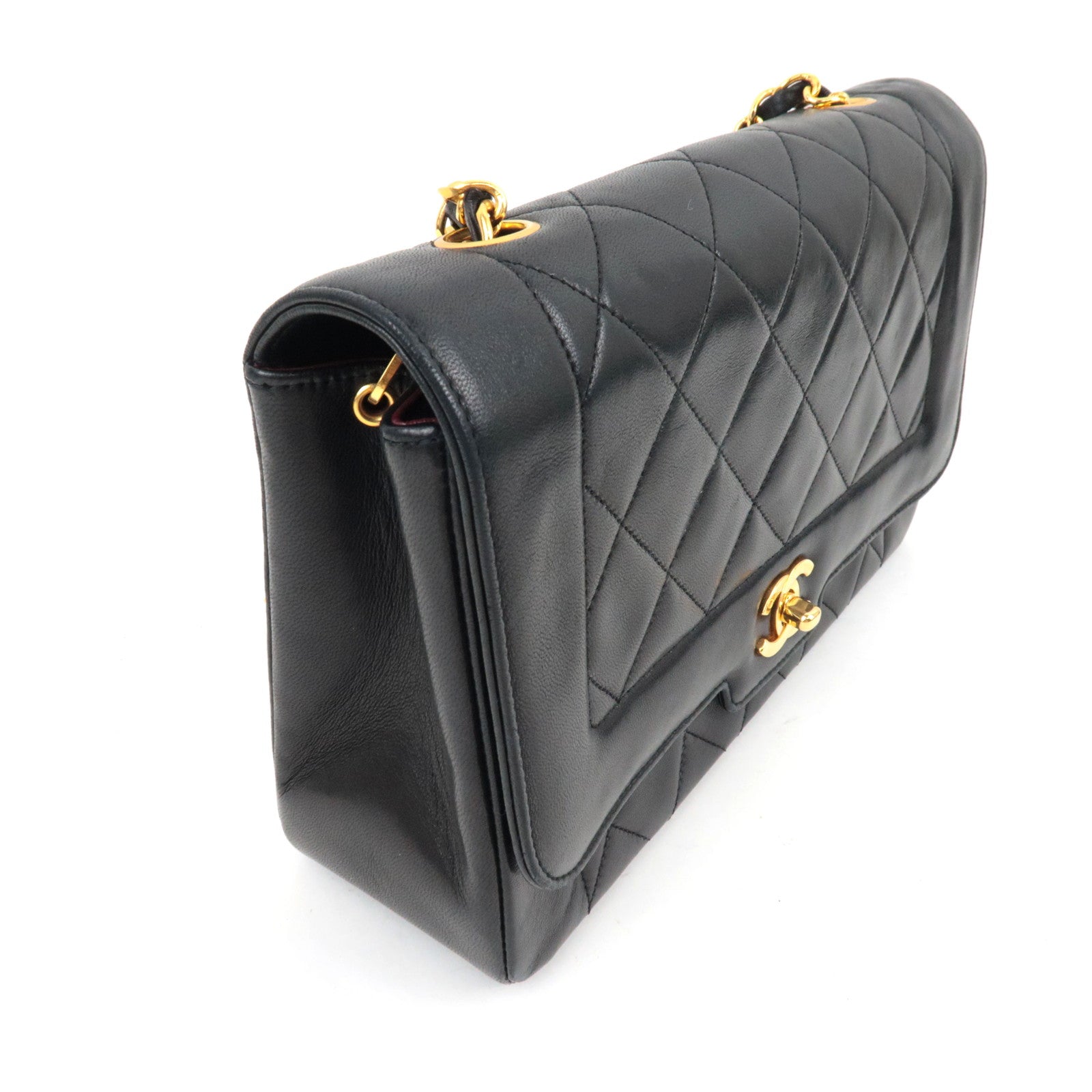 CHANEL Matelasse Chain Shoulder Bag Lambskin Black 1796686