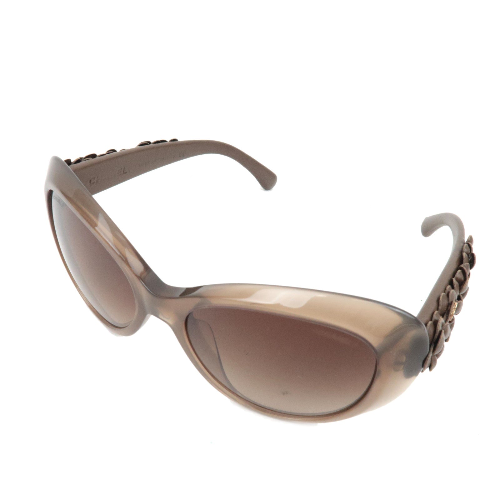 CHANEL Coco Mark Camellia Sunglasses 5318-Q-A C.1511/S5 55□17 135 Leather Brown *Box, Case, Cloth76327