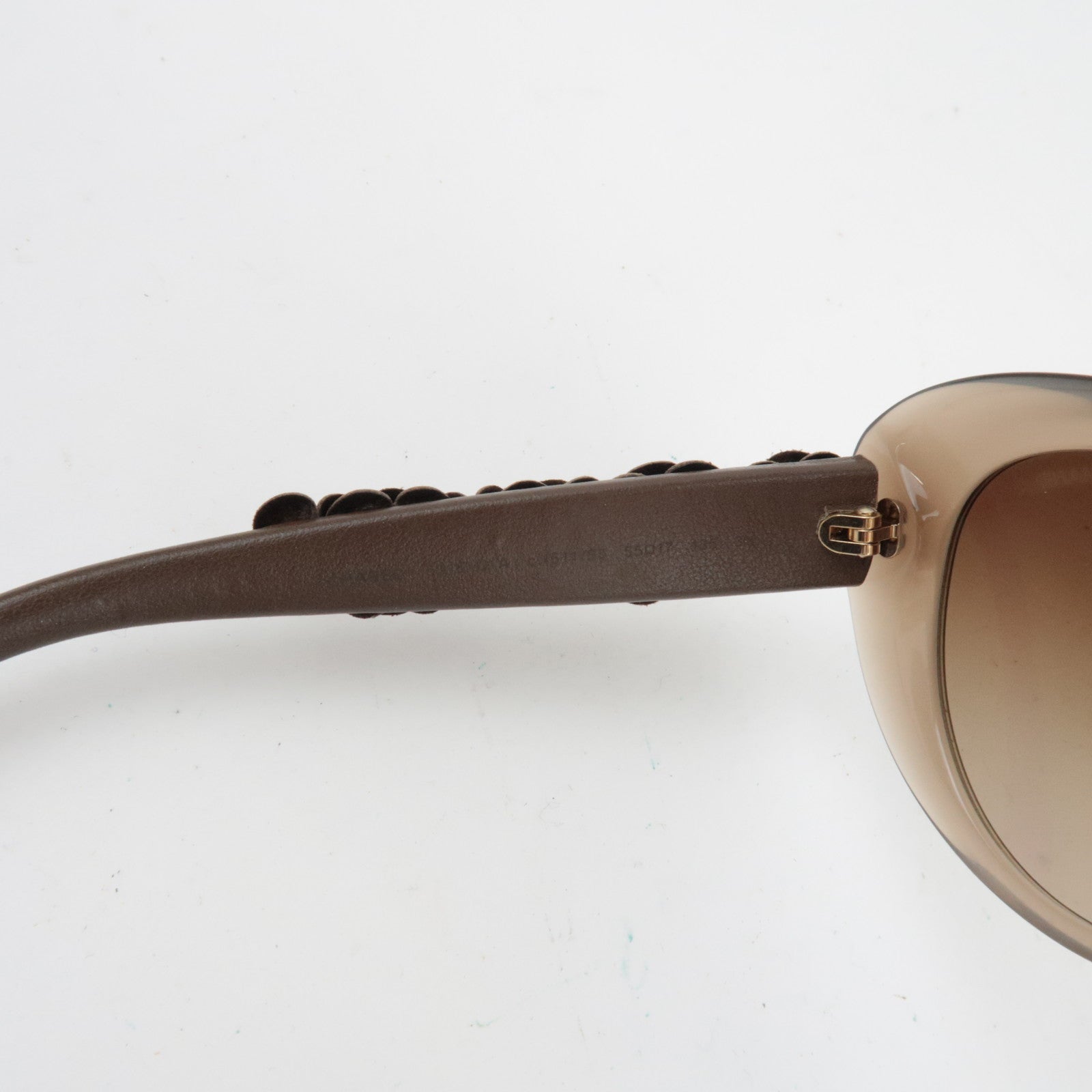 CHANEL Coco Mark Camellia Sunglasses 5318-Q-A C.1511/S5 55□17 135 Leather Brown *Box, Case, Cloth