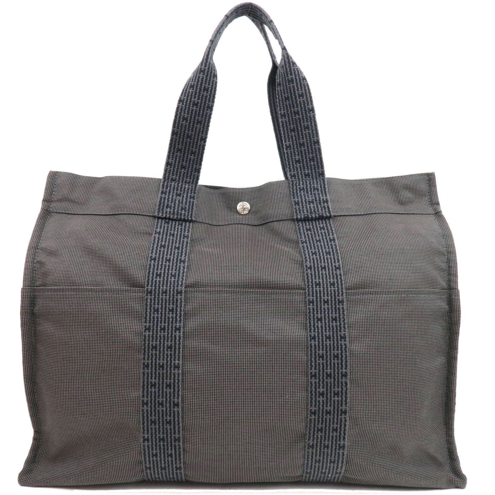 HERMES Her Line GM Tote Bag Canvas Gray 76331
