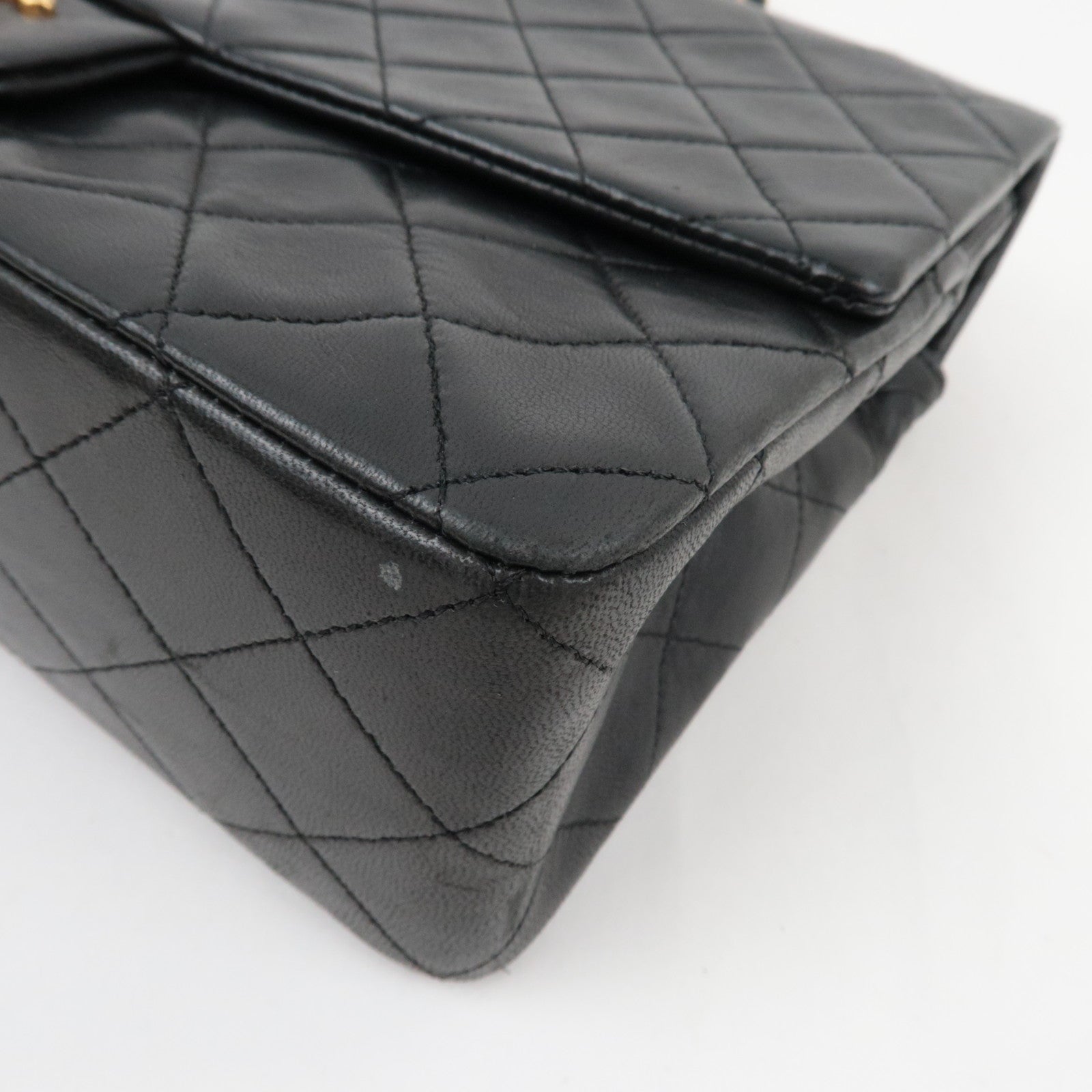 CHANEL Matelasse Double Chain Shoulder Bag Lambskin Black 1439244 *Dust Bag, G Card