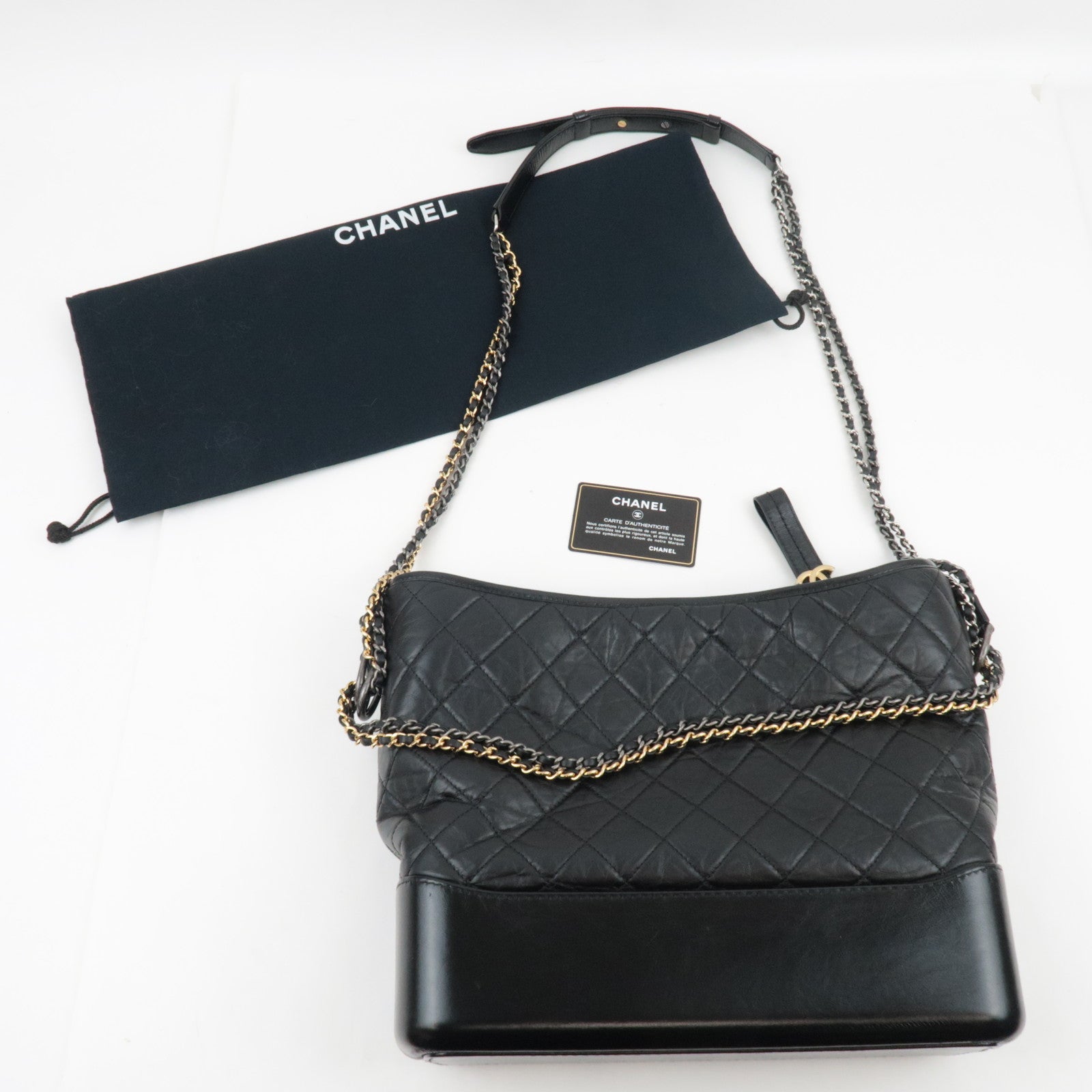 CHANEL Gabrielle Large Hobo Bag Calf Black A93825 24577060 *Dust Bag, G Card