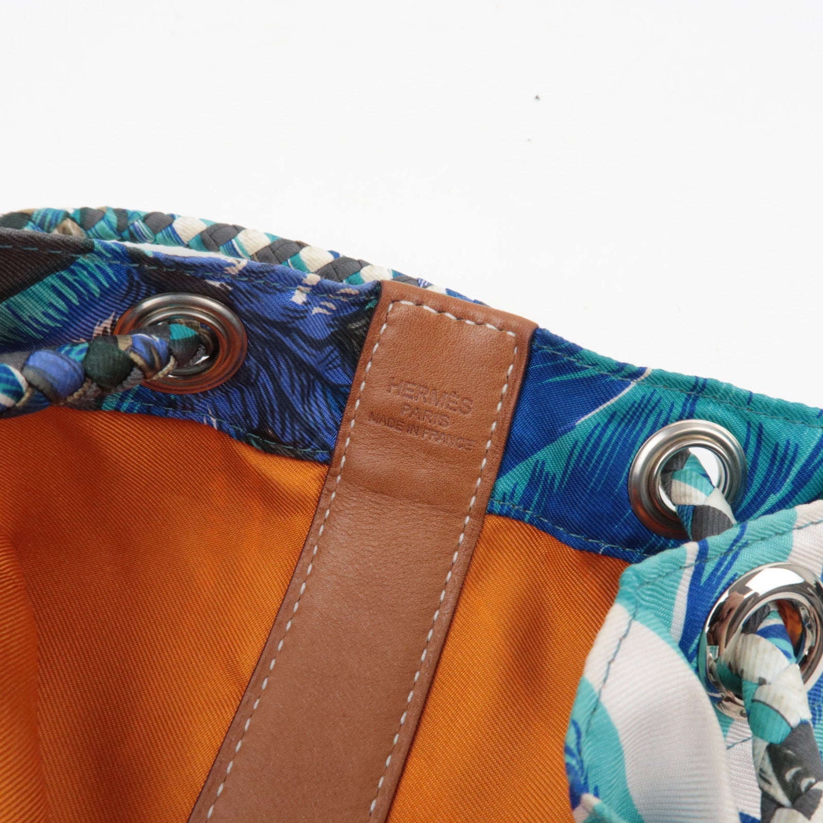 HERMES Soie Cool 22 Brazil Shoulder Bag □R Stamp (2014) Silk Leather Blue