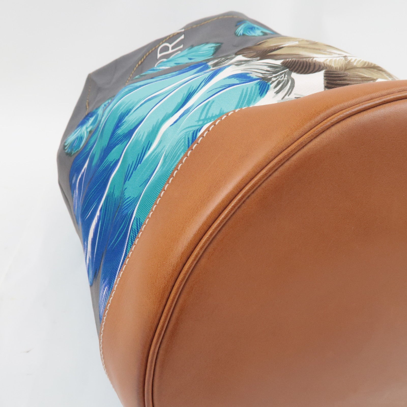 HERMES Soie Cool 22 Brazil Shoulder Bag □R Stamp (2014) Silk Leather Blue