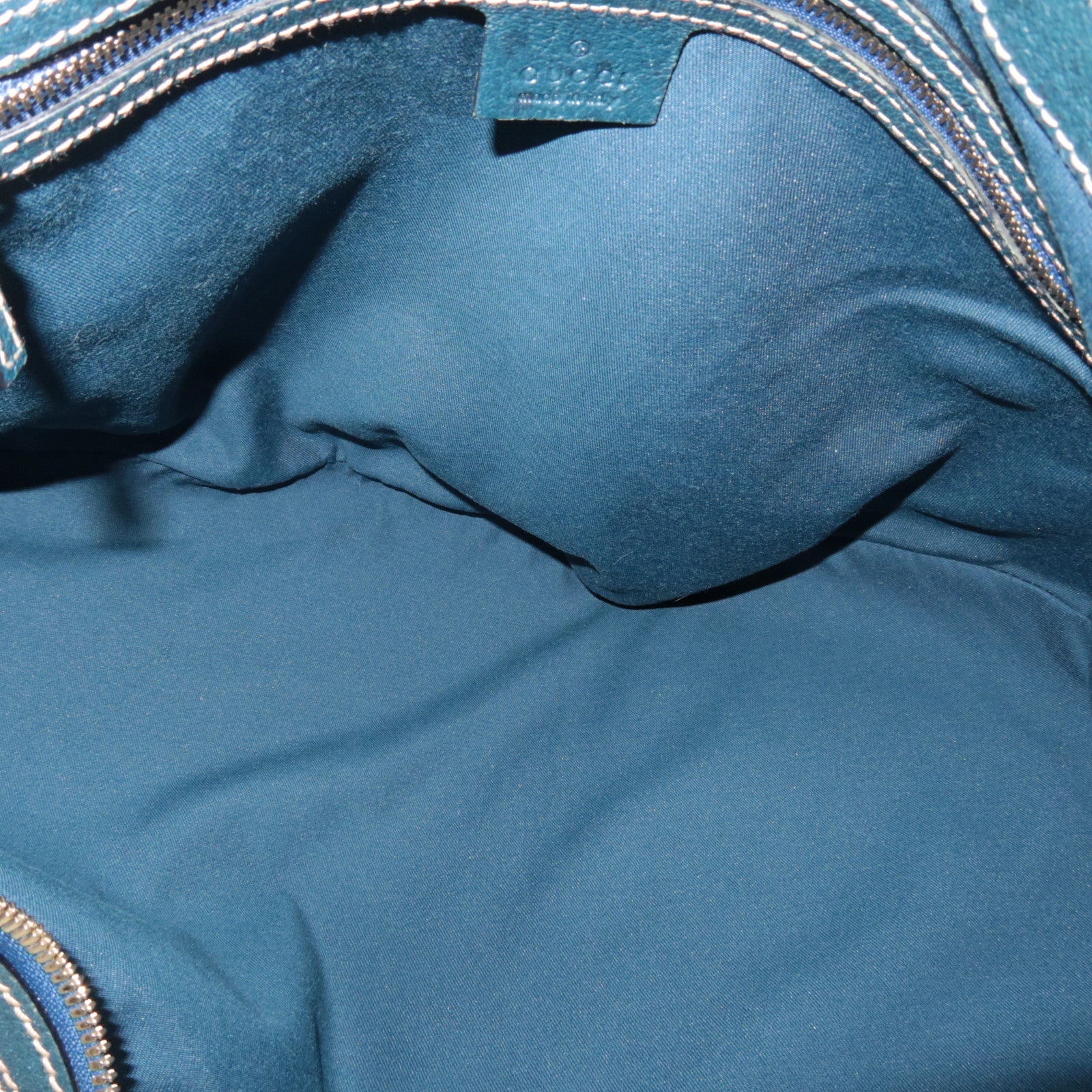 GUCCI Horsebit One-Shoulder Bag Canvas Leather Beige Blue 145767