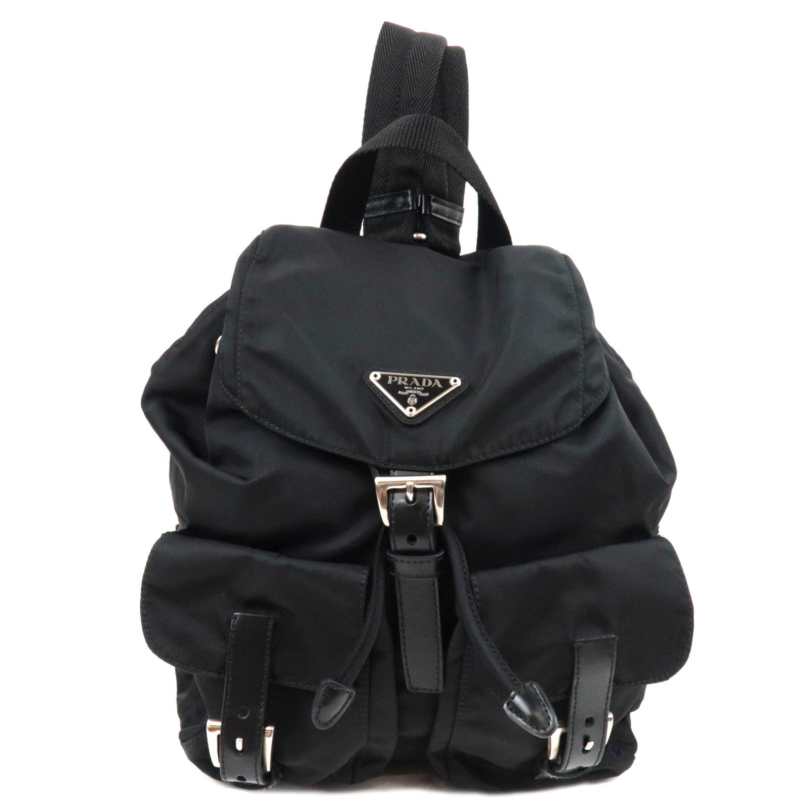 PRADA Backpack Nylon Leather Black B6677 *Guarantee card76461