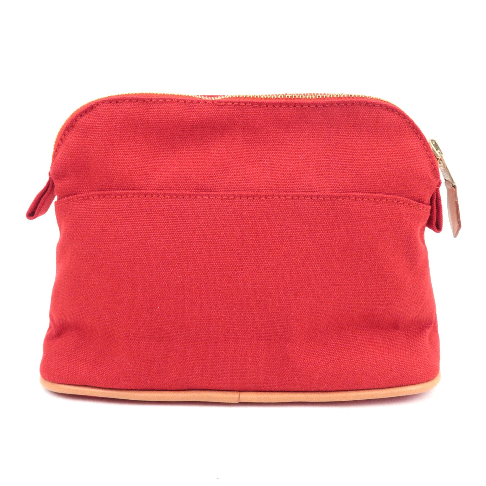 HERMES Bolide Pouch Mini 20 Cosmetic Pouch Canvas Leather Red