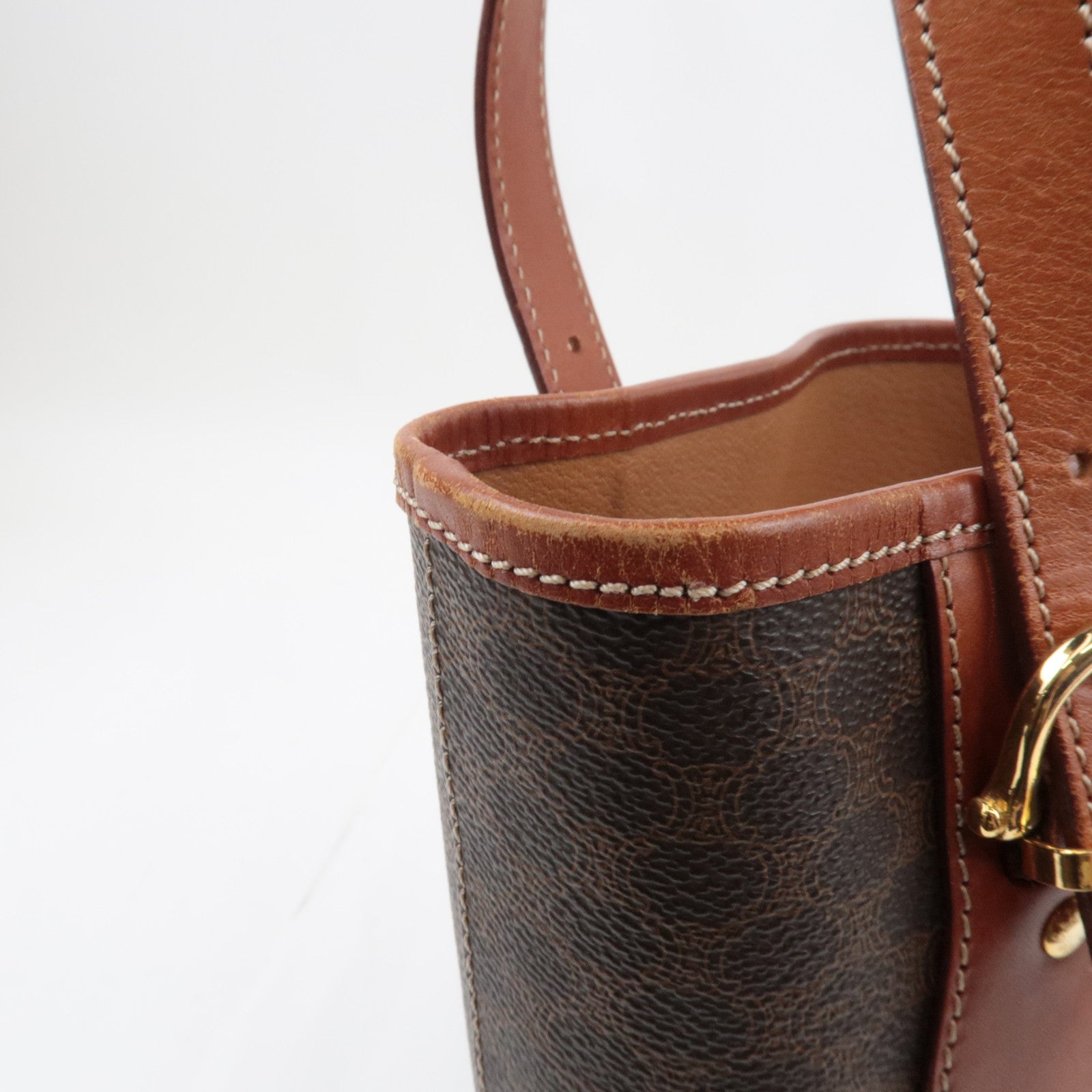 CELINE Macadam Tote Bag PVC Leather Brown