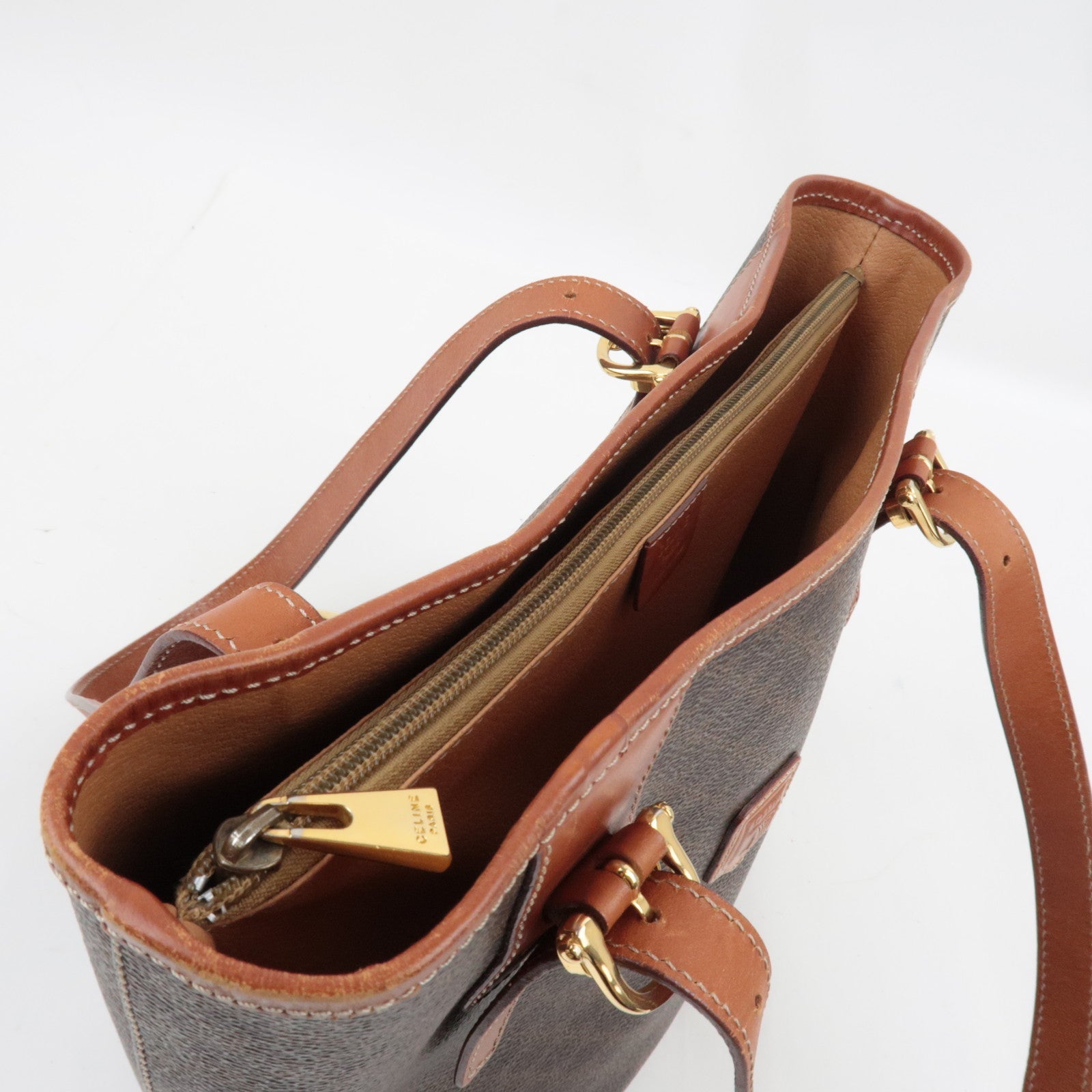 CELINE Macadam Tote Bag PVC Leather Brown
