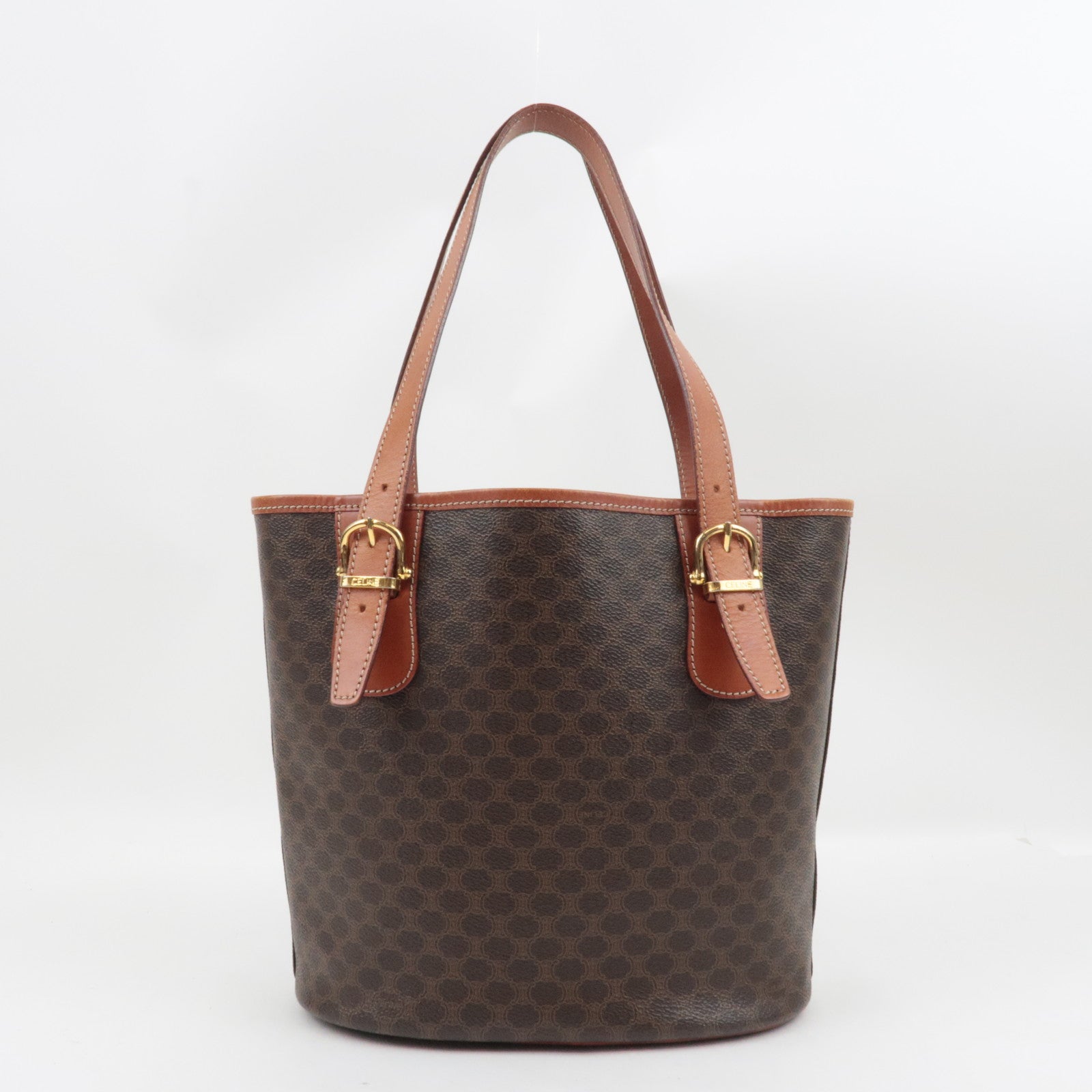 CELINE Macadam Tote Bag PVC Leather Brown