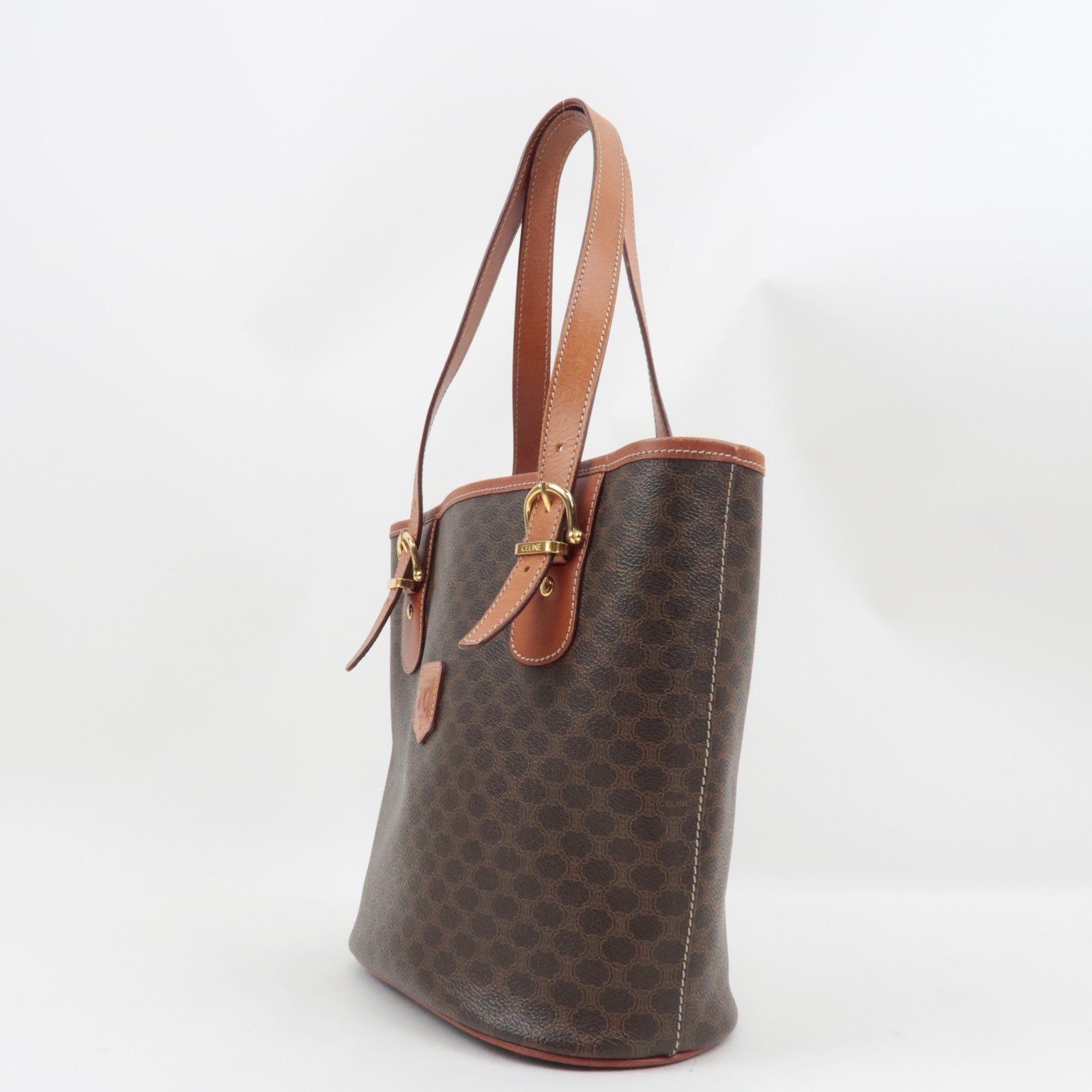 CELINE Macadam Tote Bag PVC Leather Brown