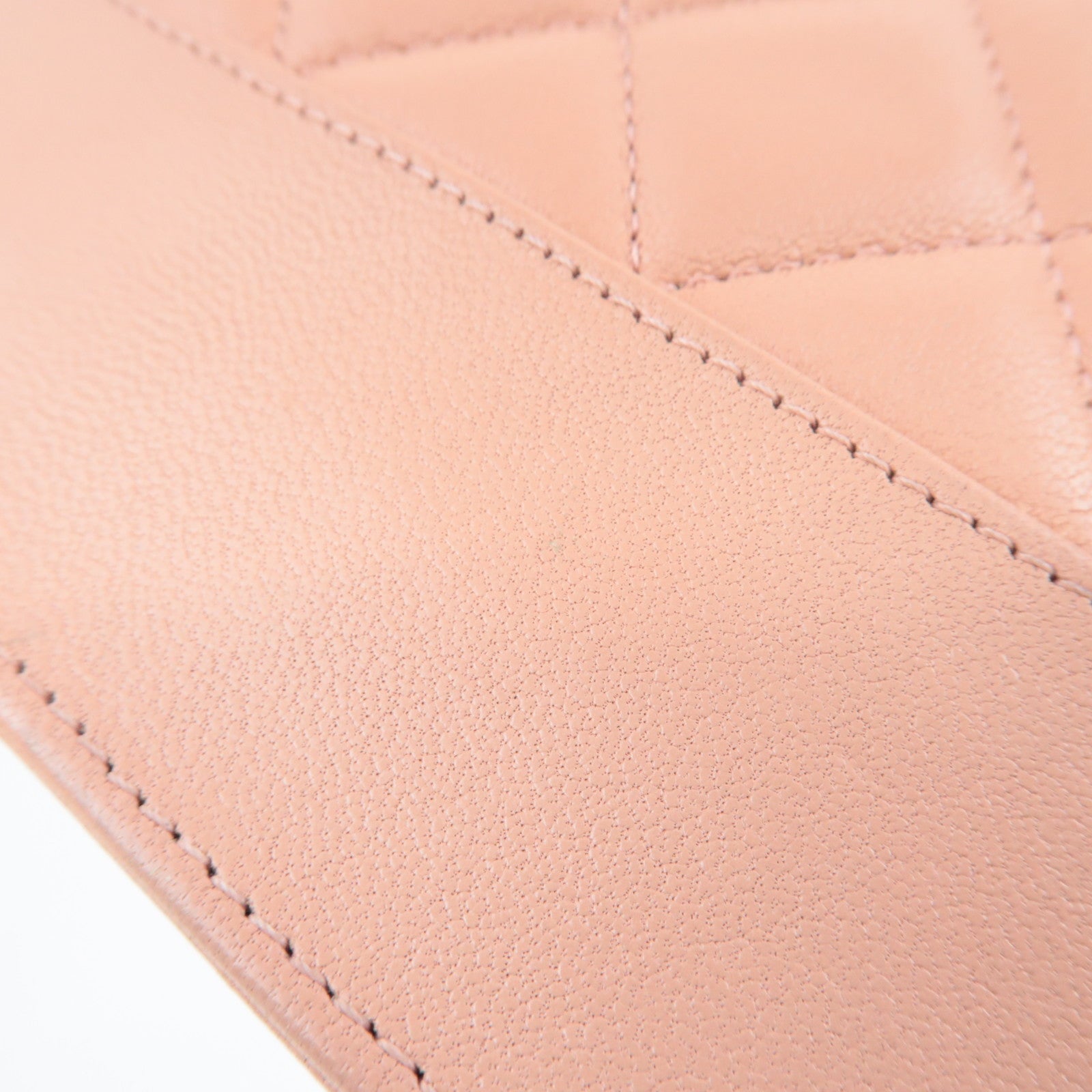 CHANEL Mademoiselle Matelasse Chain Wallet WOC Leather Pink A80972 26587340 *G card