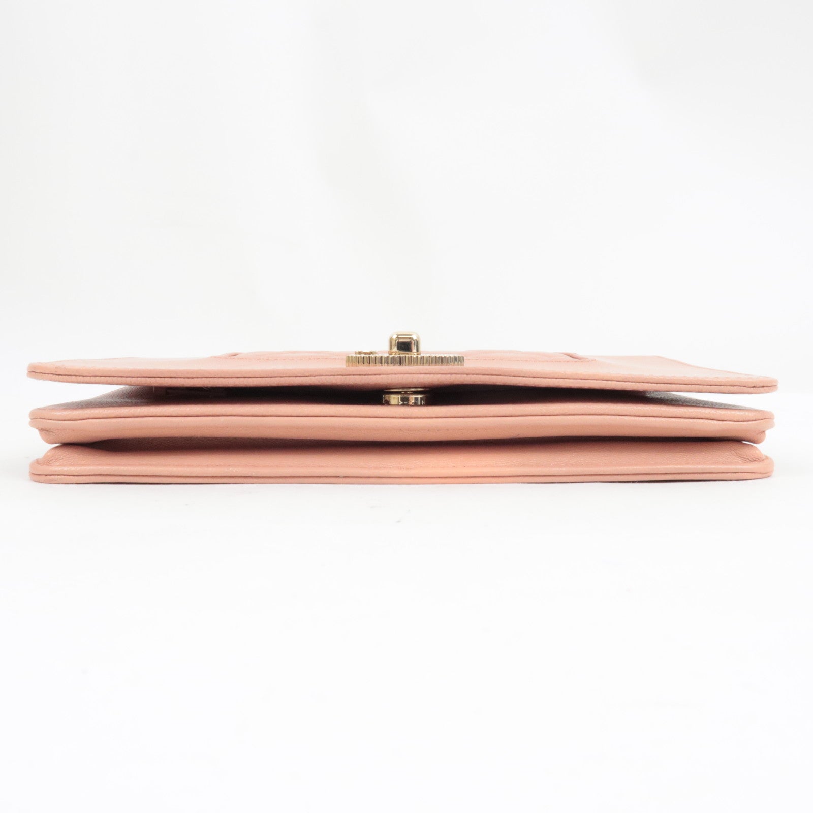 CHANEL Mademoiselle Matelasse Chain Wallet WOC Leather Pink A80972 26587340 *G card