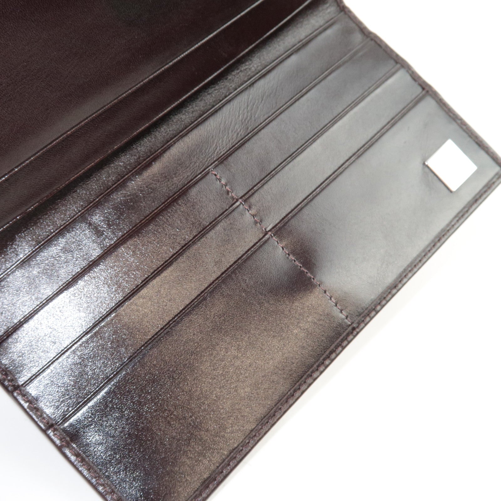 FENDI Zucca Double Hook Long Wallet Canvas Leather Brown Black