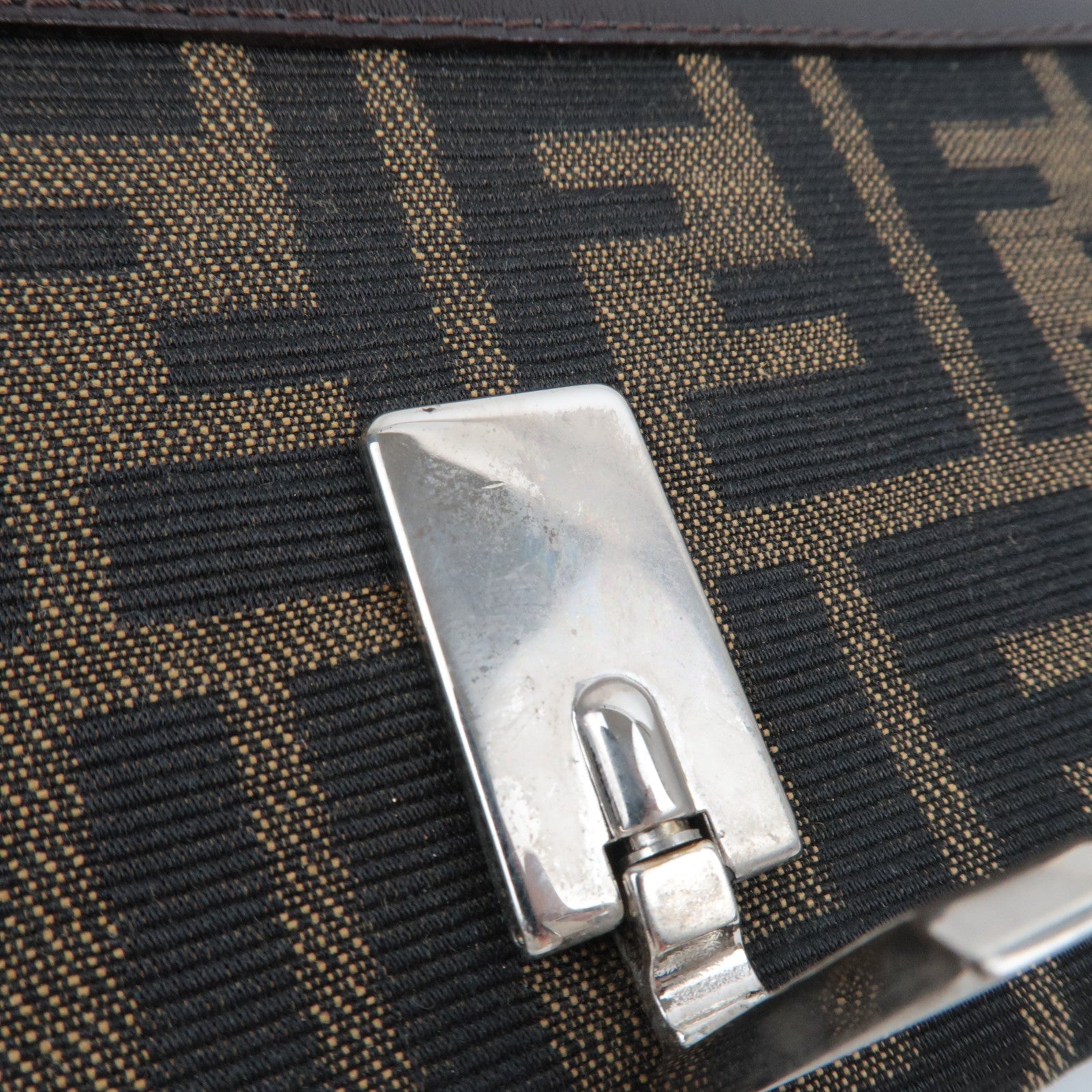 FENDI Zucca Long Wallet Khaki Black Brown 31084 *Box