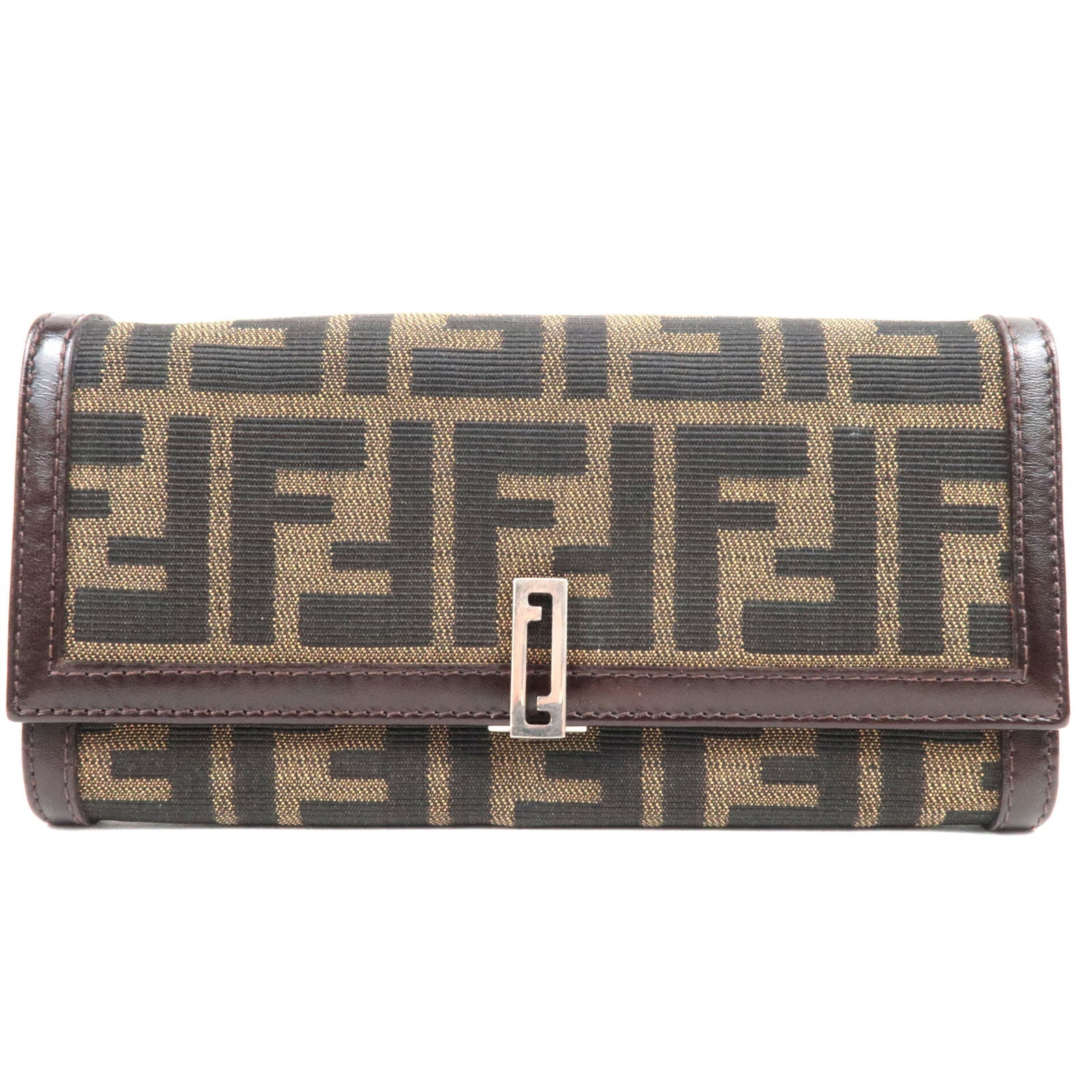 FENDI Zucca Long Wallet Khaki Black Brown 31084 *Box76615