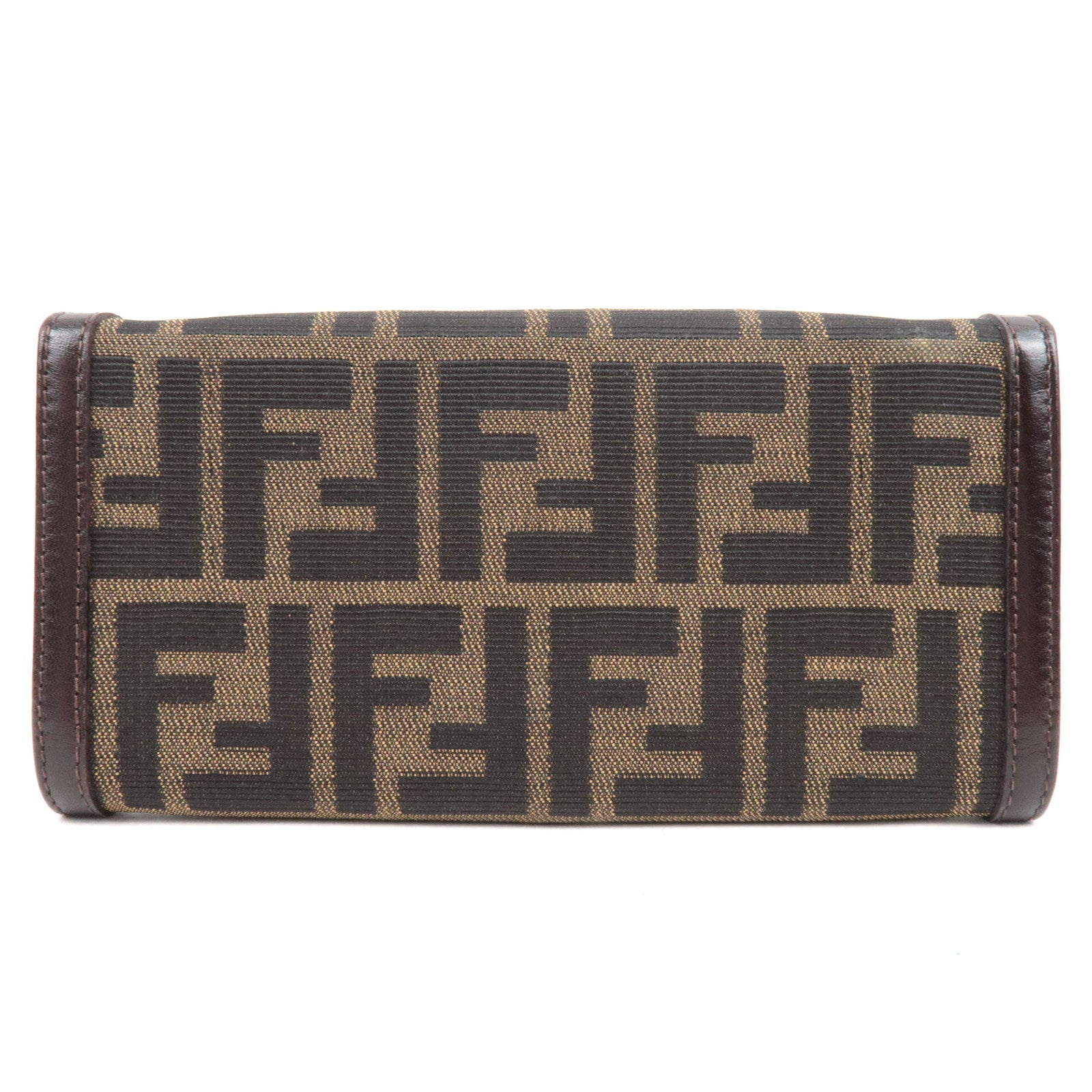 FENDI Zucca Long Wallet Khaki Black Brown 31084 *Box