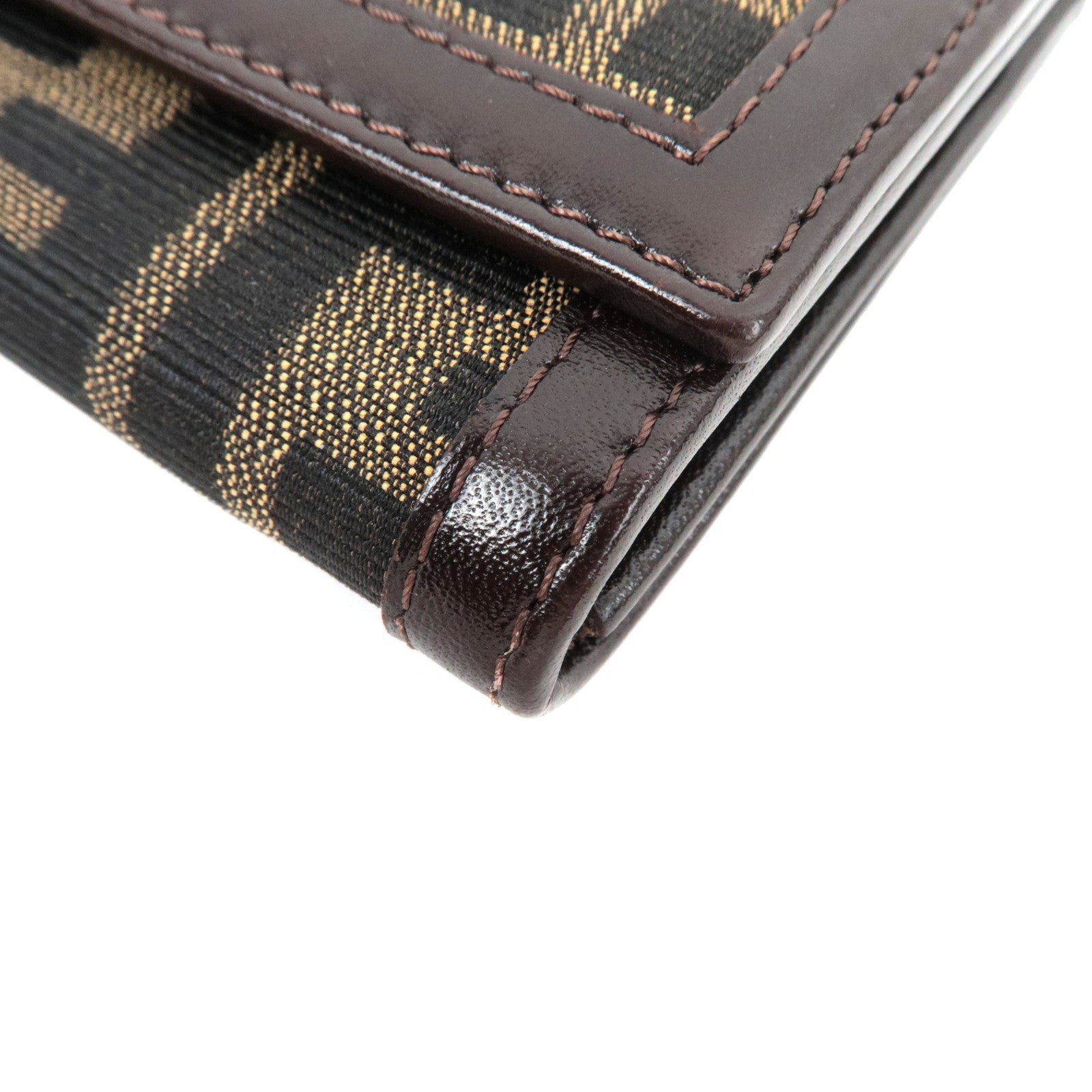 FENDI Zucca Long Wallet Khaki Black Brown 31084 *Box