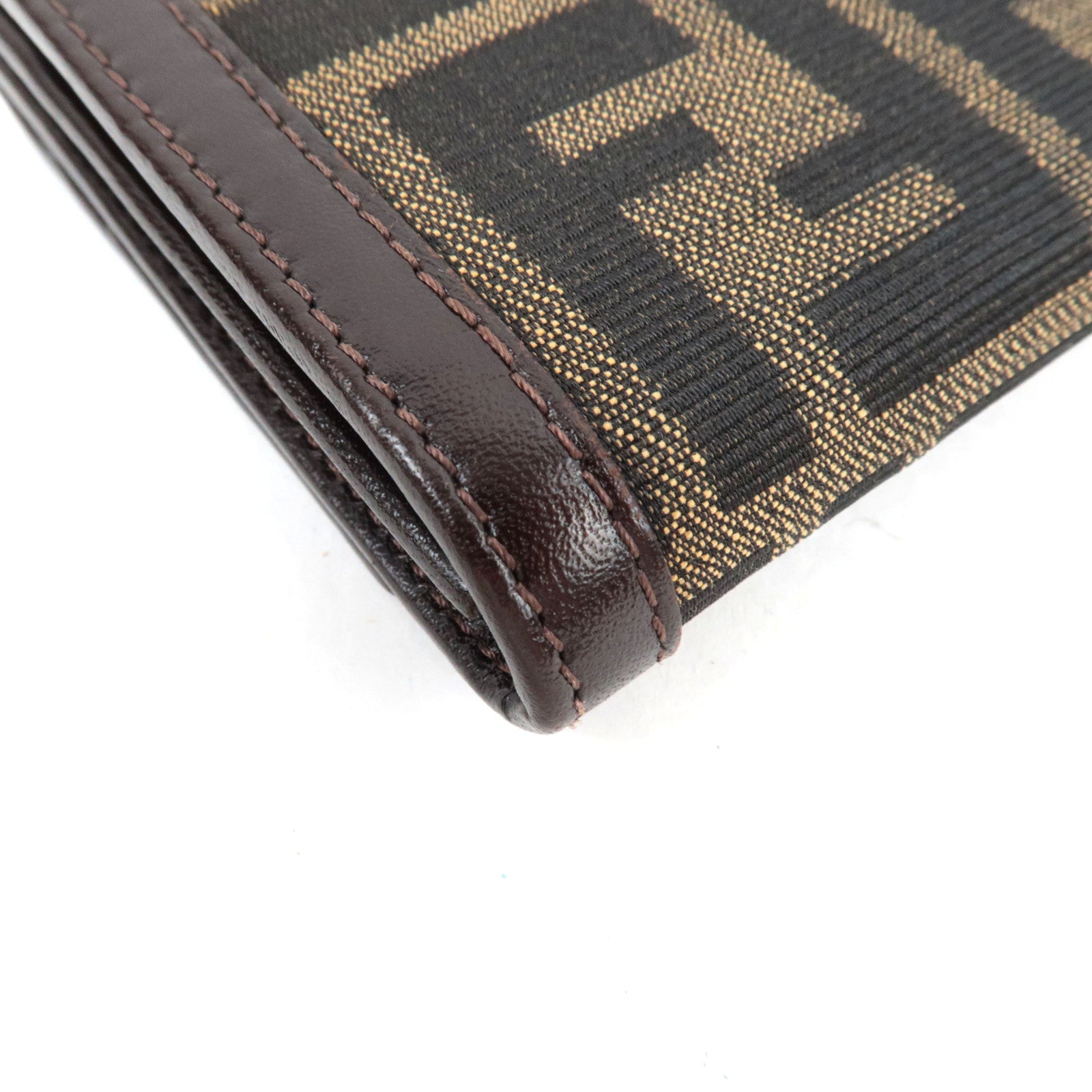 FENDI Zucca Long Wallet Khaki Black Brown 31084 *Box
