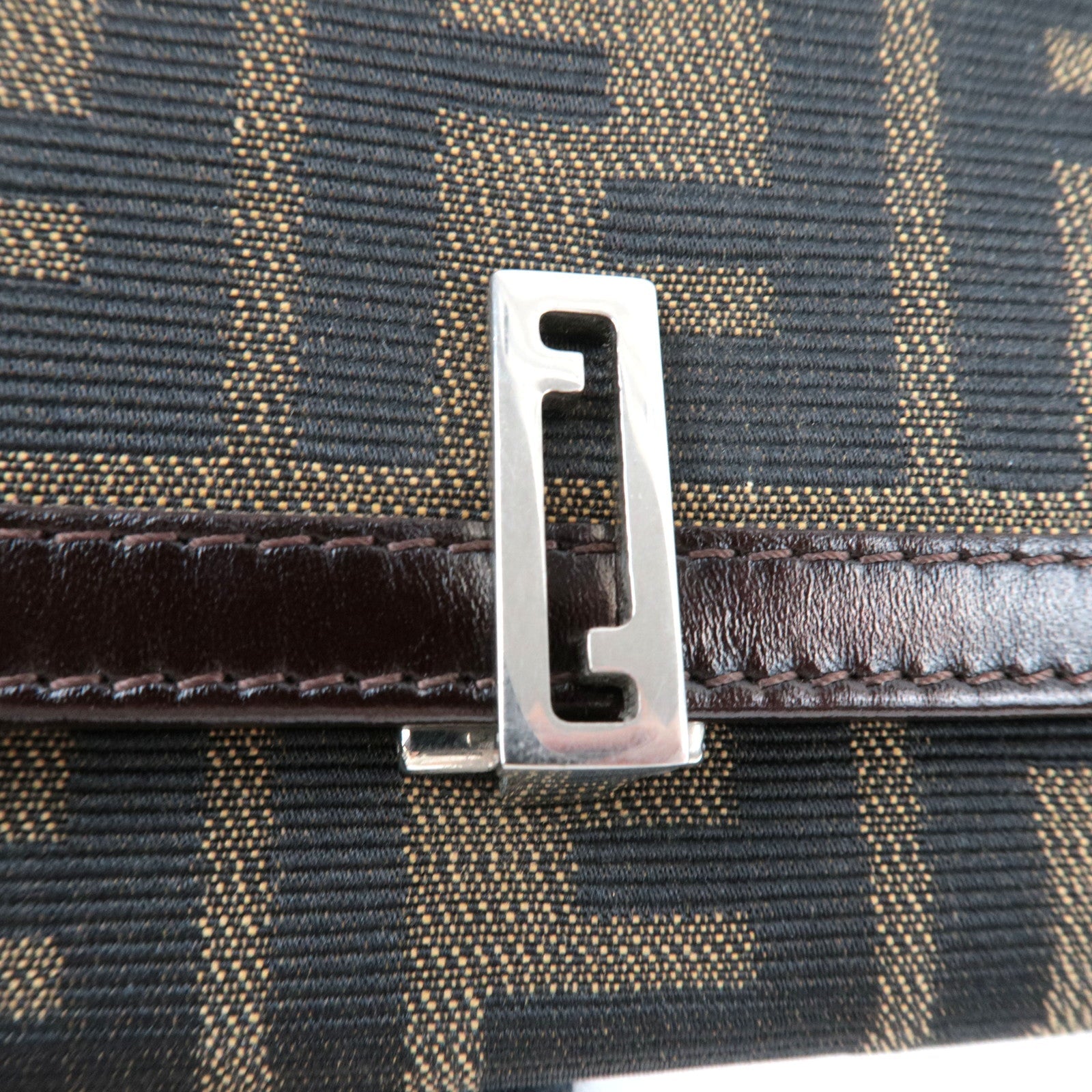 FENDI Zucca Long Wallet Khaki Black Brown 31084 *Box