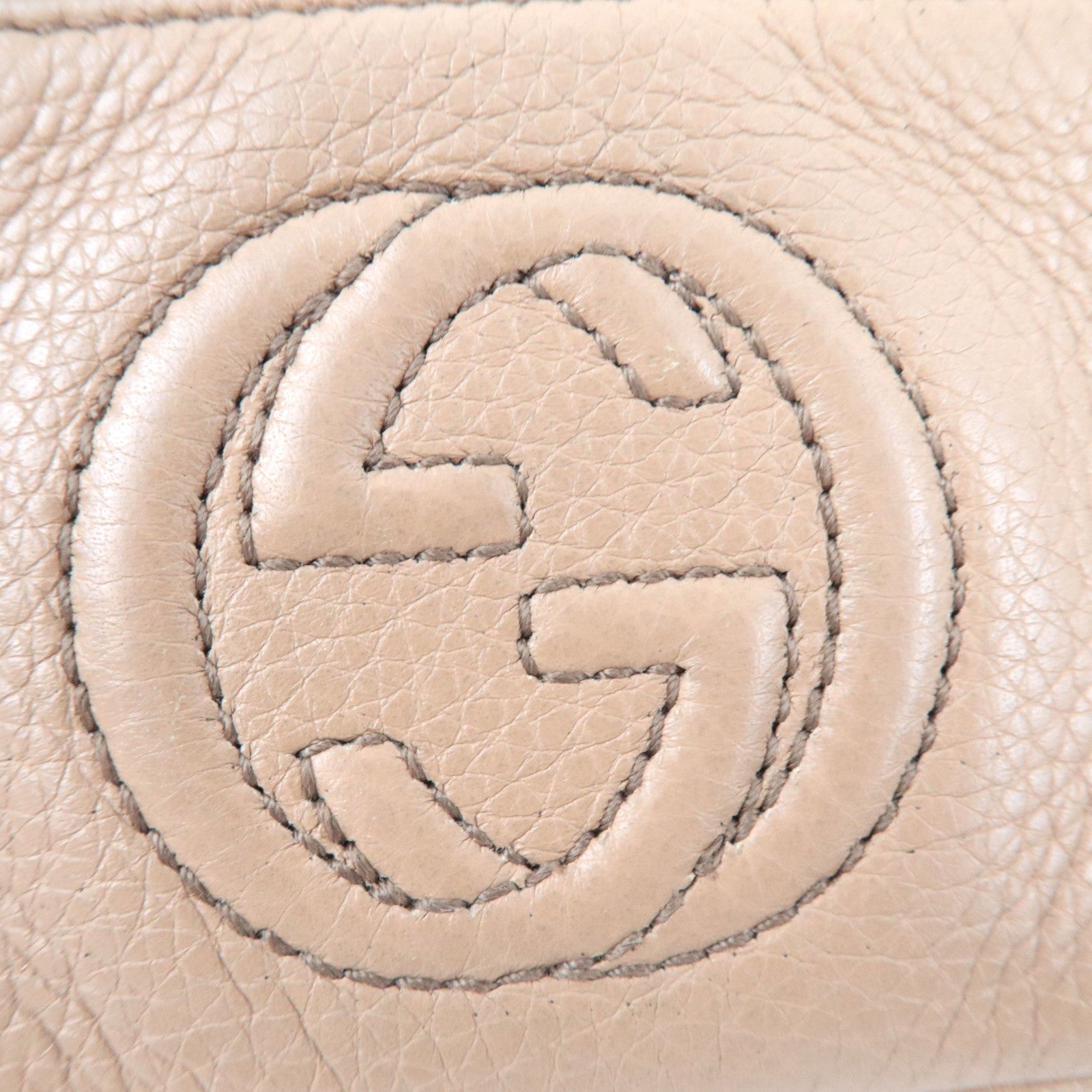 GUCCI Soho Interlocking G Coin Case Leather Beige 354358